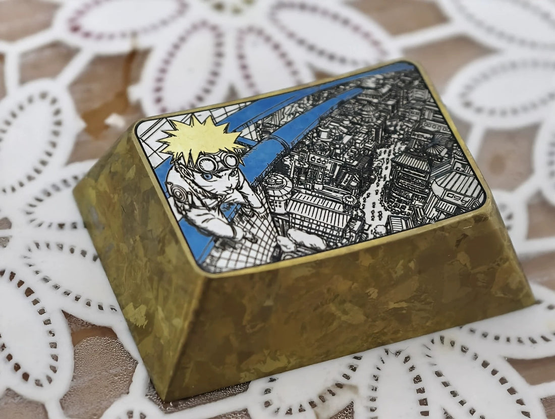 Naruto, Uzumaki Naruto 1.5U Precision Pointillism Craftsmanship titanium alloy personalized keycaps, anime and game cultural creative keycaps, mechanical keyboard decorative keycaps