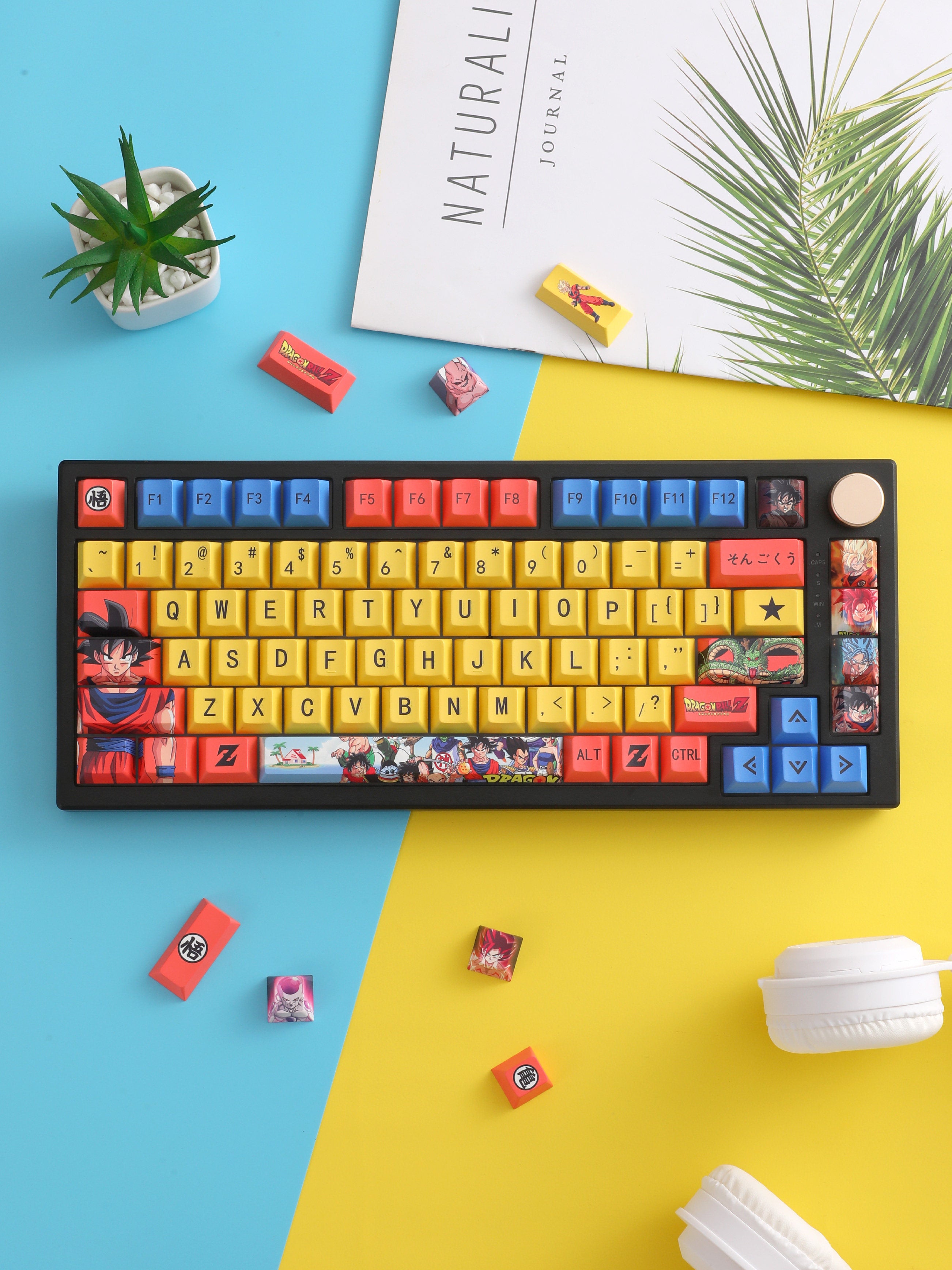 Dragon Ball theme design, PBT material, sublimation, Personalized keycaps, mechanical keyboard decorative keycaps.