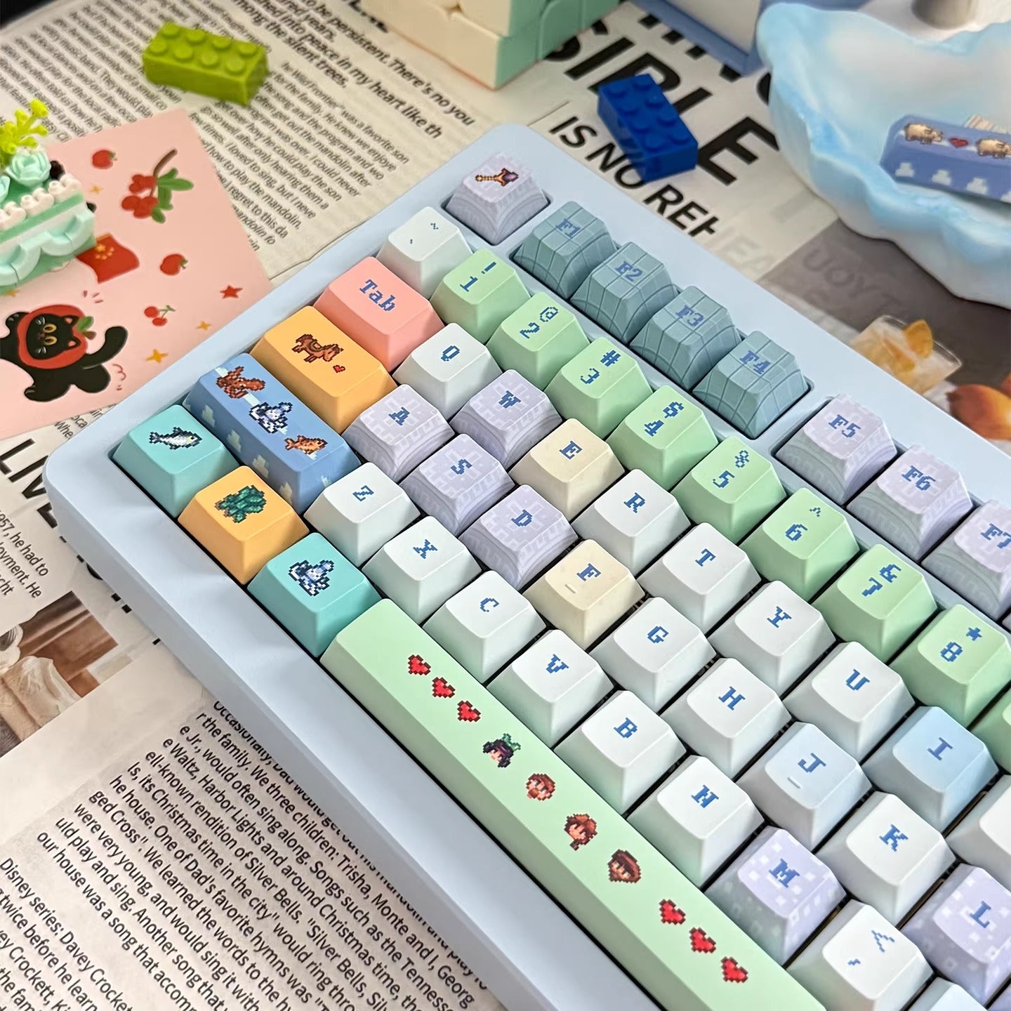 Stardew Valley keyboard keycap pixel style, PBT material sublimation process, mechanical keyboard decorative keycap set