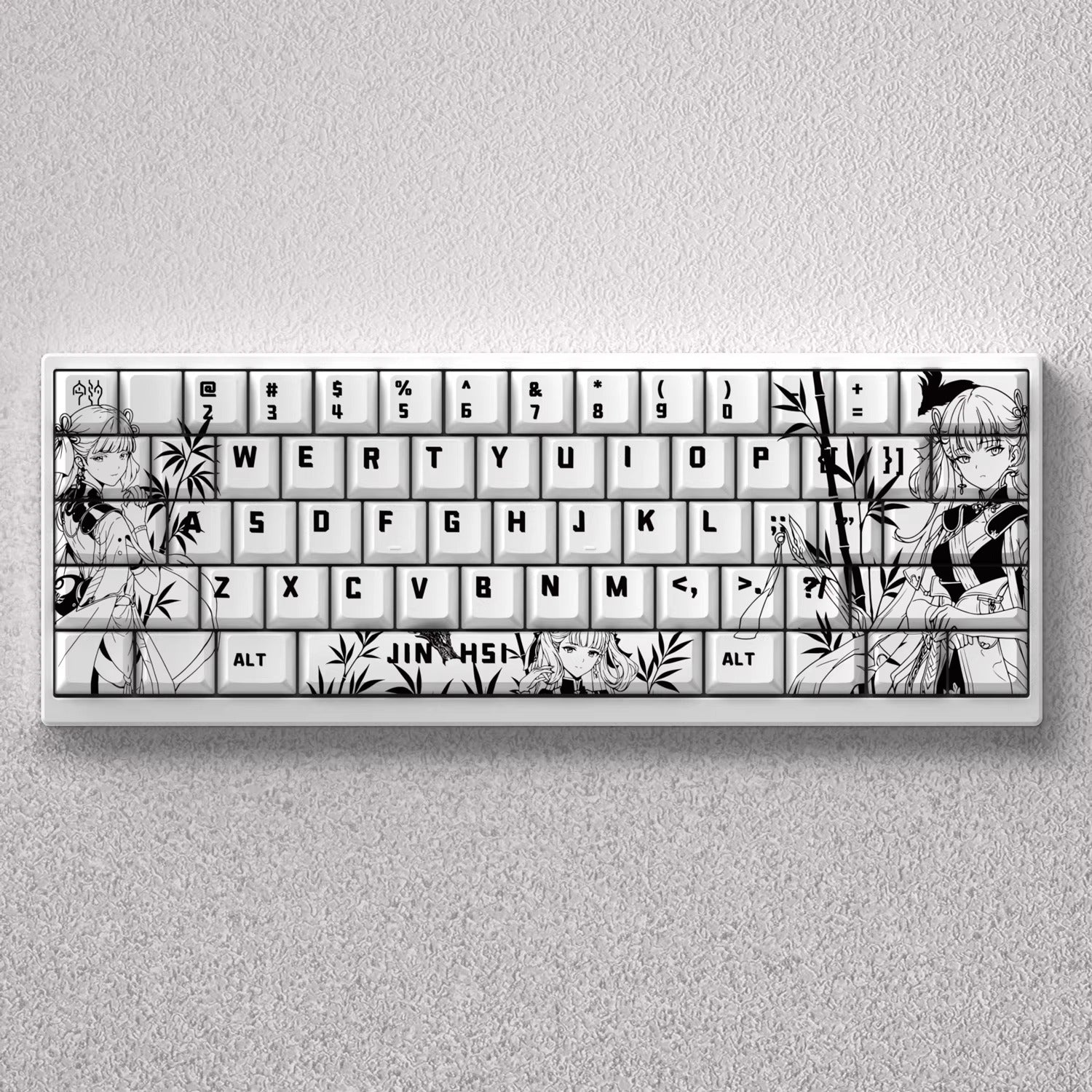 Wuthering Waves series, Jinhsi theme, original high PBT material compatible MX switch mechanical keyboard, anime game theme set keycaps, mechanical keyboard replacement keycap set