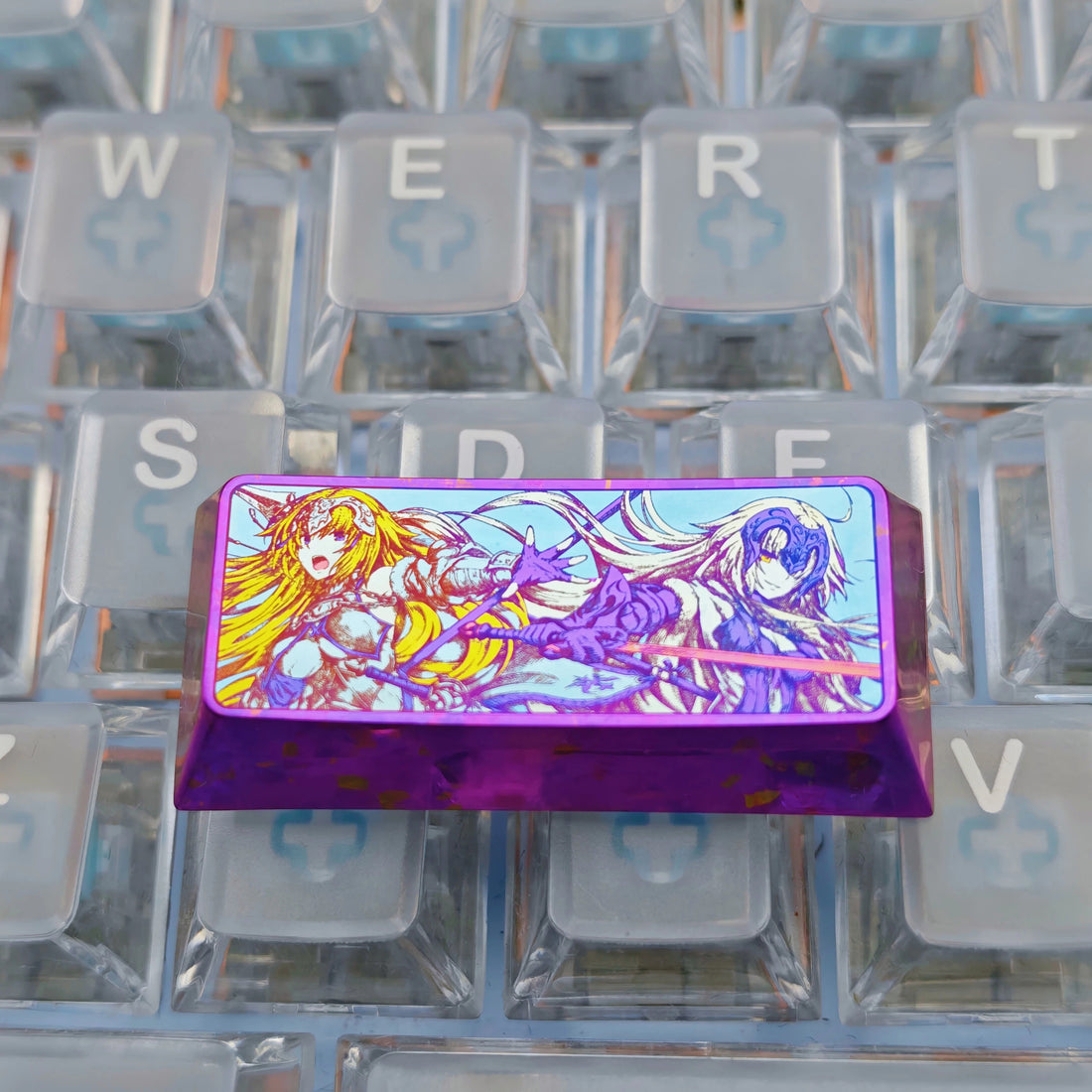 Fate, Joan of Arc themed design, 2.25U titanium alloy personalized keycaps, anime, gaming, cultural and creative mechanical keyboard decorative keycaps