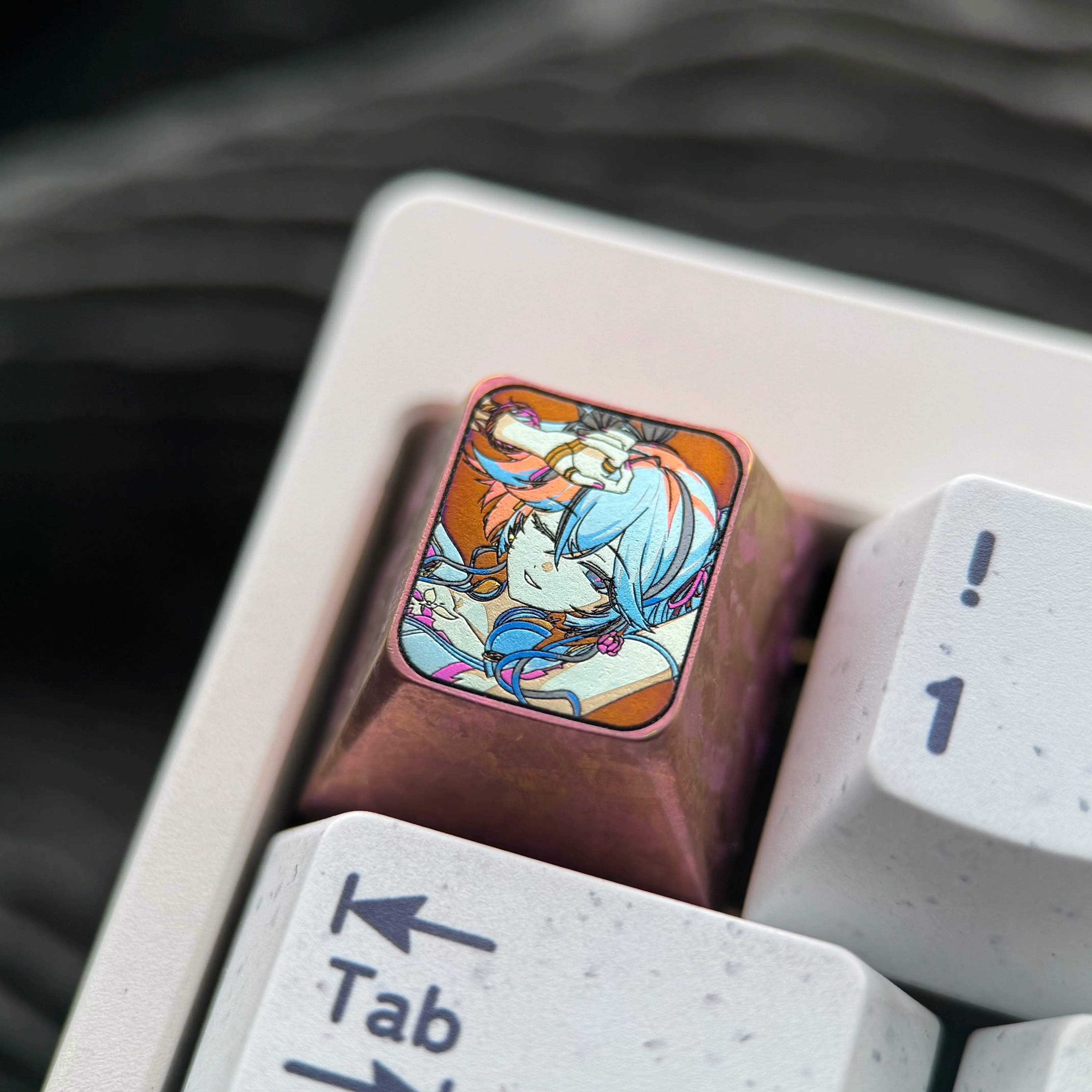Wuthering Waves series, Camellya theme, 1U titanium alloy creative keycaps, personalized gaming keycaps, mechanical keyboards, metal decorative keycaps