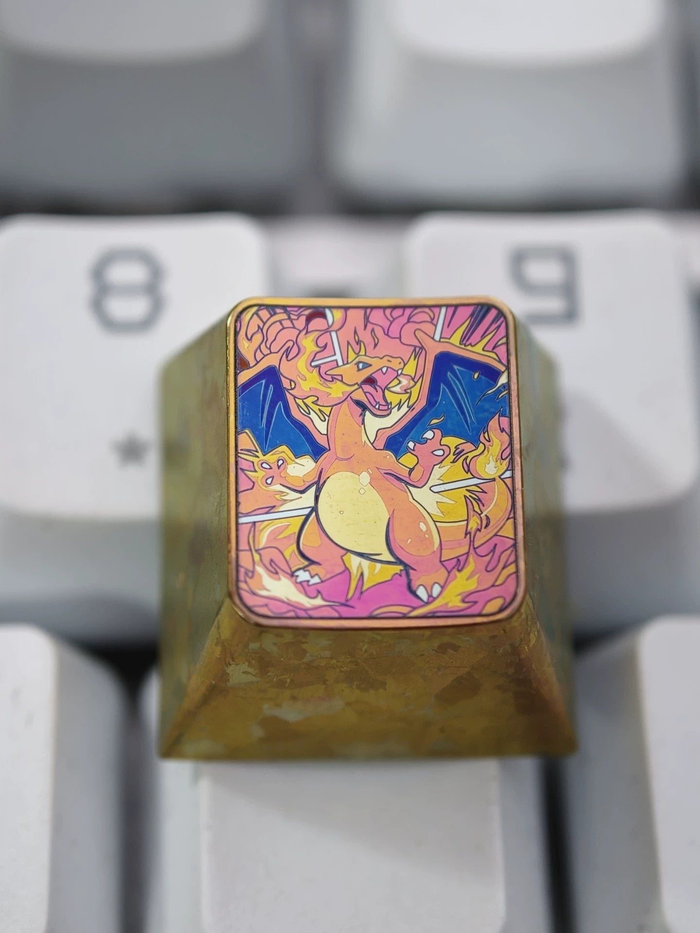 Pok é mon, Big Three, Starter Trio, Collection, 1 U titanium alloy personalized keycaps, anime and game culture creative art keycaps, mechanical keyboard decorative keycaps