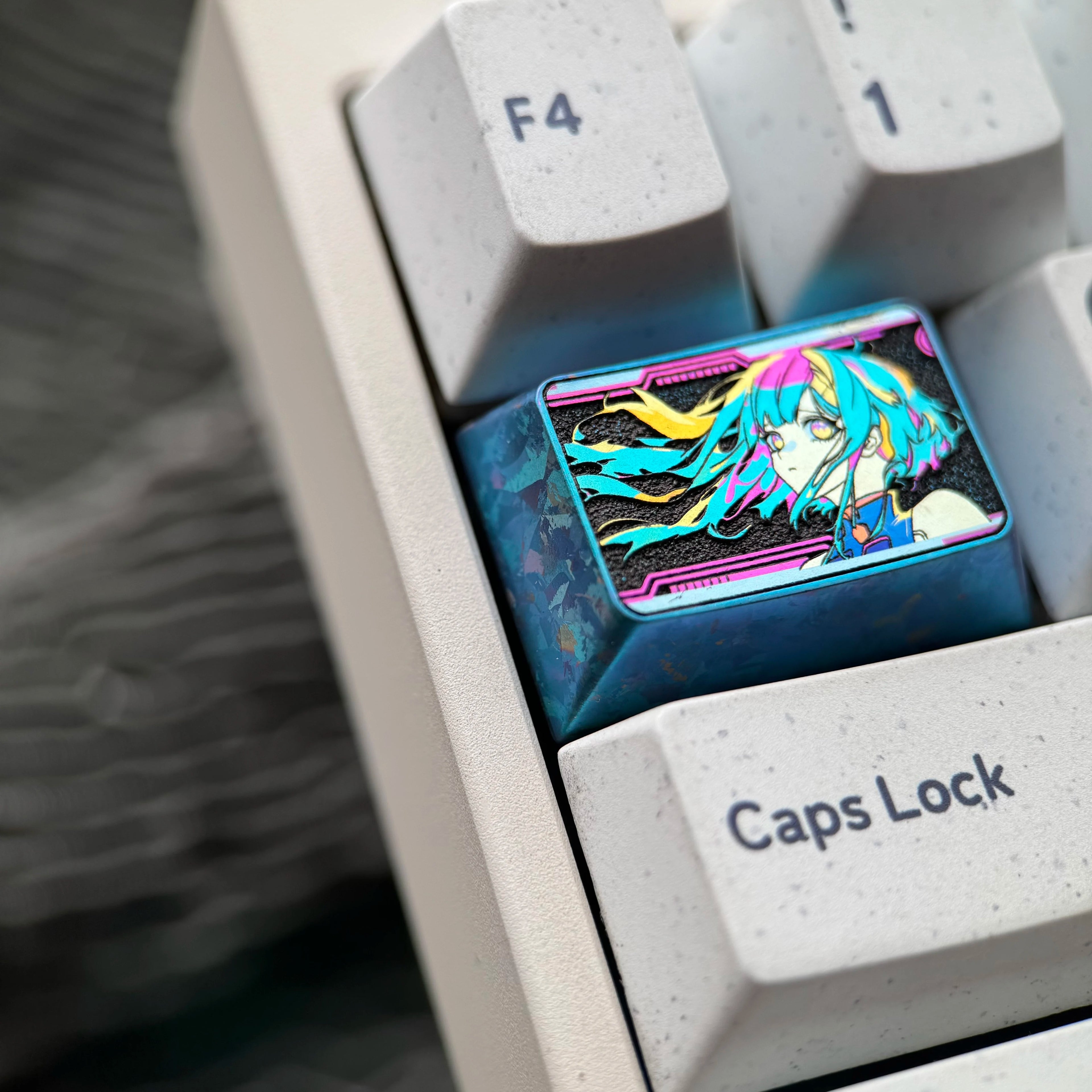 Cyberpunk, Lucy, 2.25U/2U/1.5U titanium alloy personalized keycaps, mechanical keyboard decorative metal keycaps
