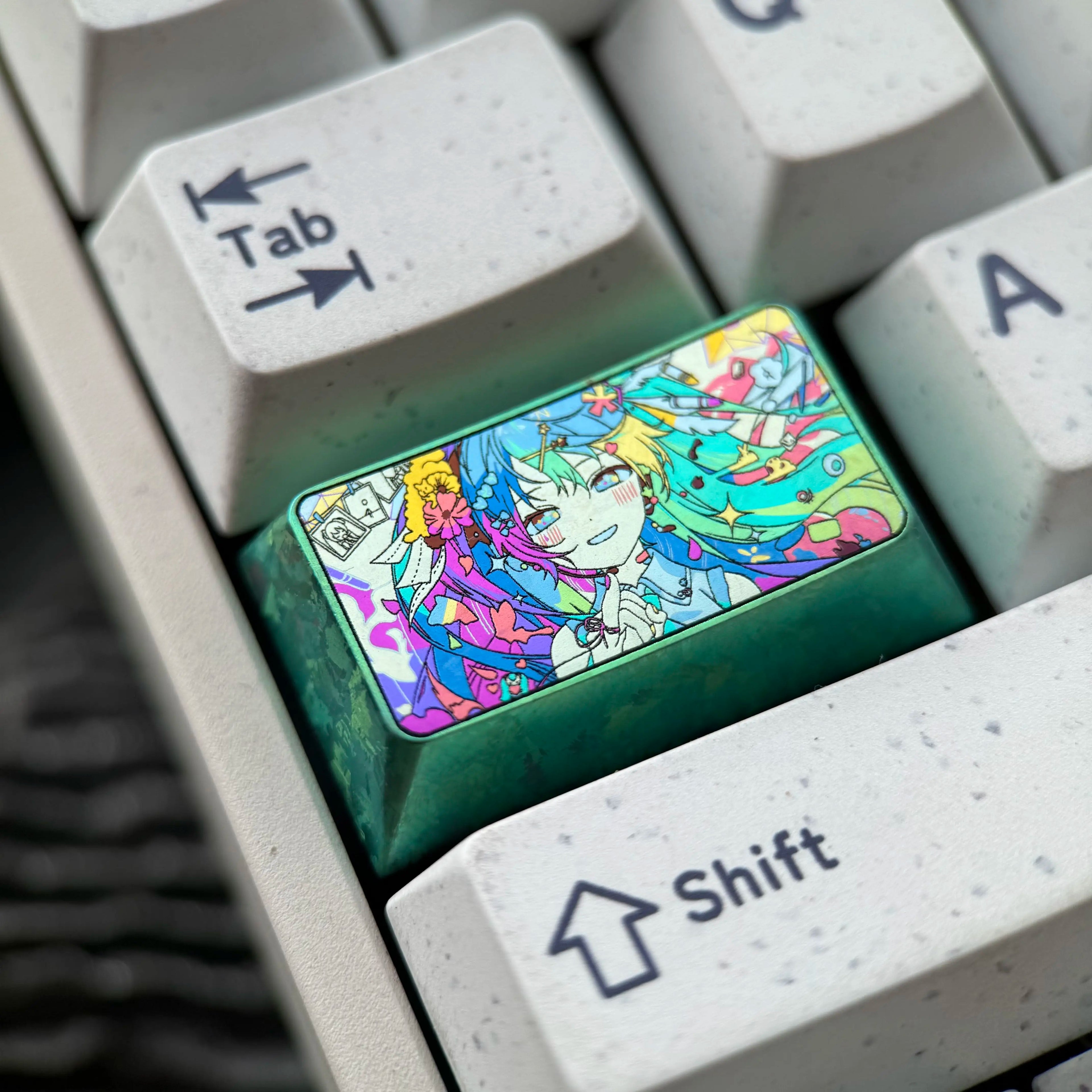 Hatsune Miku 2U/1.75U  titanium alloy personalized key cap, animation game culture creative decoration key cap
