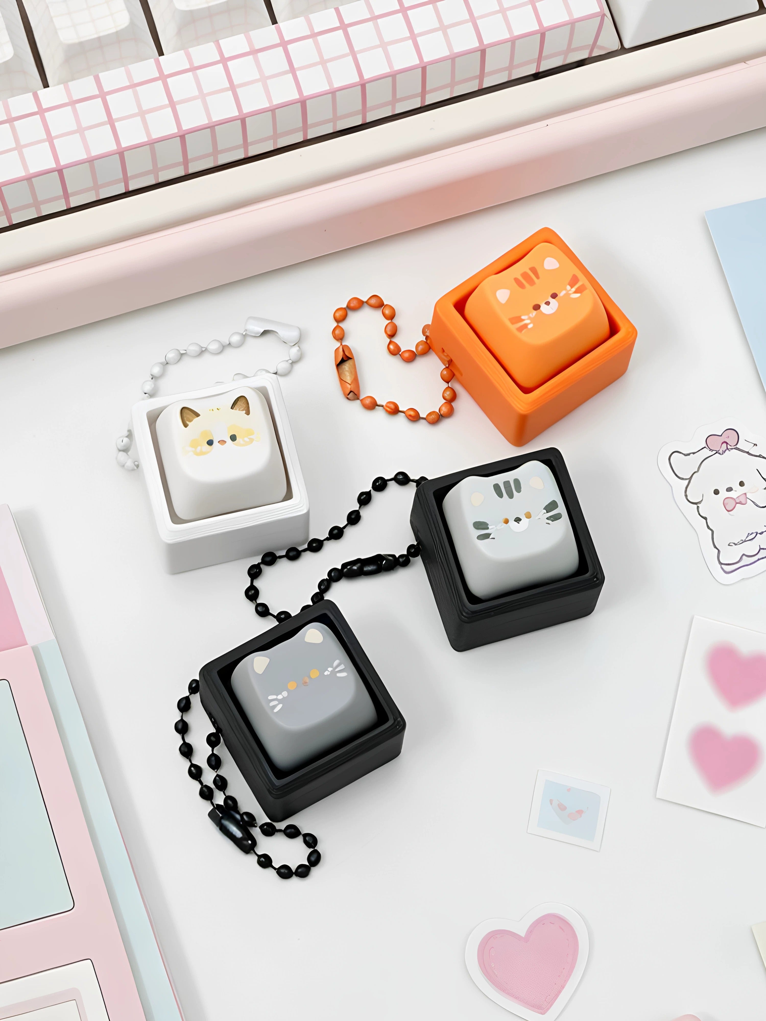 Cute cat switch tester, keycap keychain, cat themed keycap switch mechanical keyboard creative peripheral cultural products.