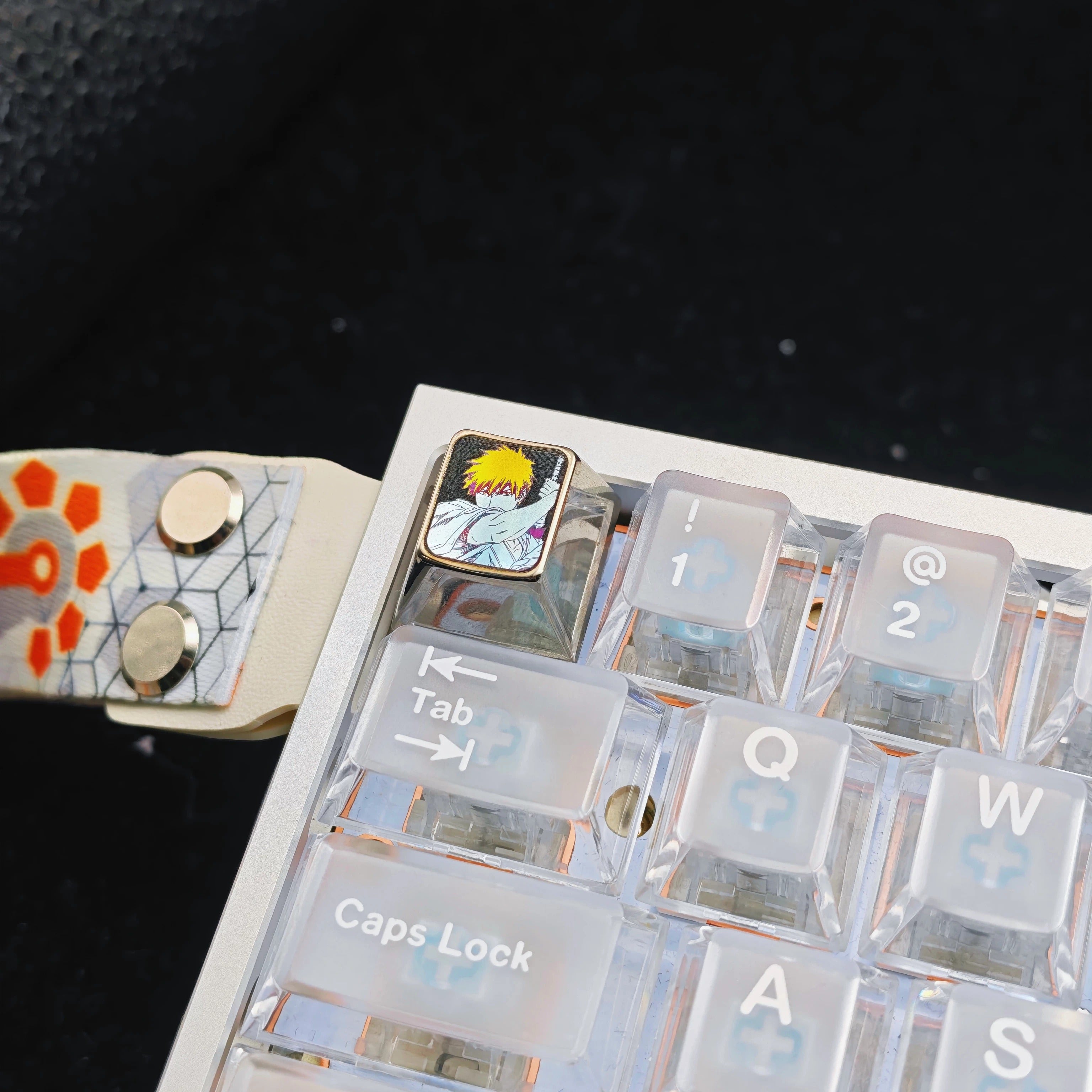 BLEACH Series, Kurosaki Ichigo Theme 1U Titanium Alloy Personalized Keycaps, Anime Game Culture Creative Mechanical Keyboard Decorative Keycaps