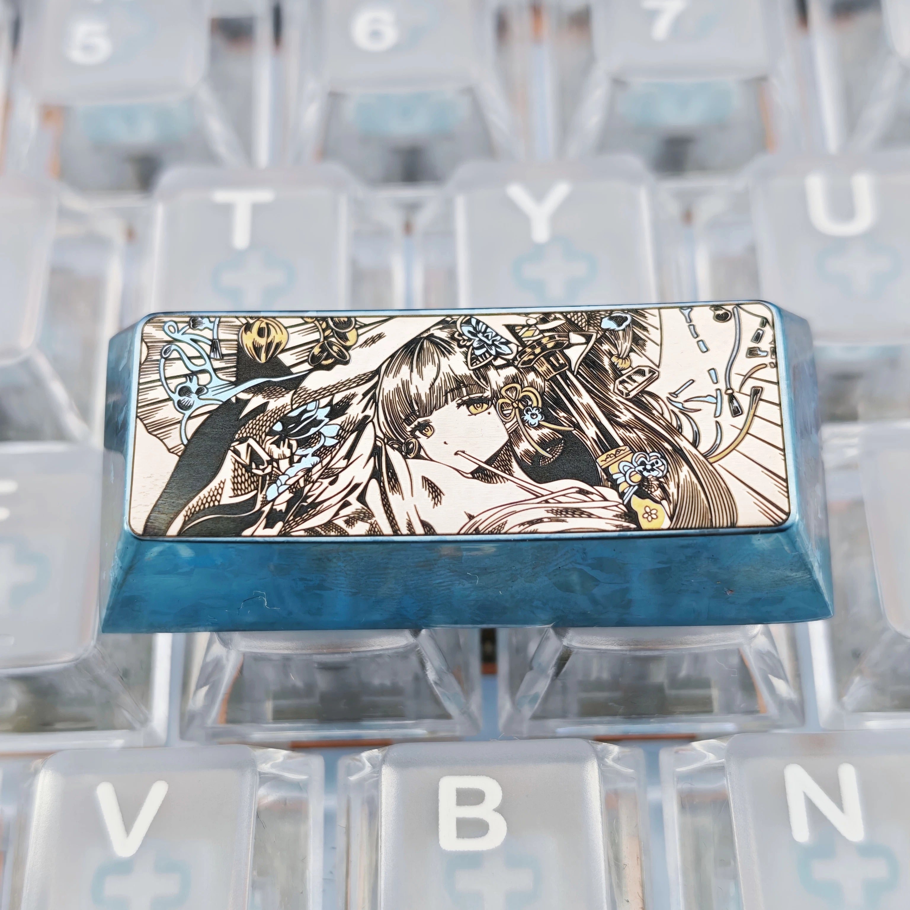 Precision black and white lines 2.25U enter key/left shift collection, titanium alloy personalized keycaps, anime game culture creative mechanical keyboard decorative keycaps