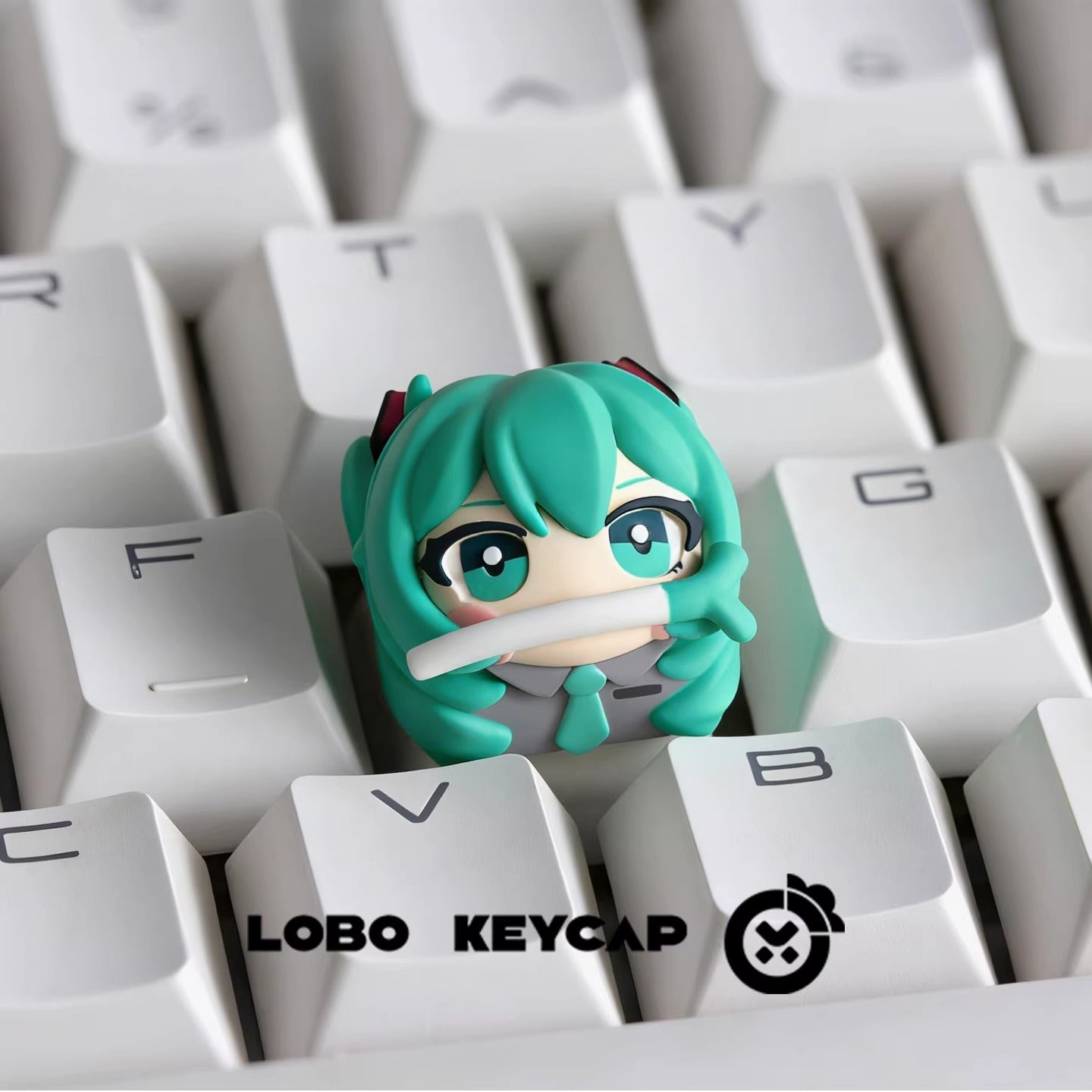 Hatsune Miku, scallion Miku shape, multi-color resin molding personalized keycap, animation game music icon decoration keycap