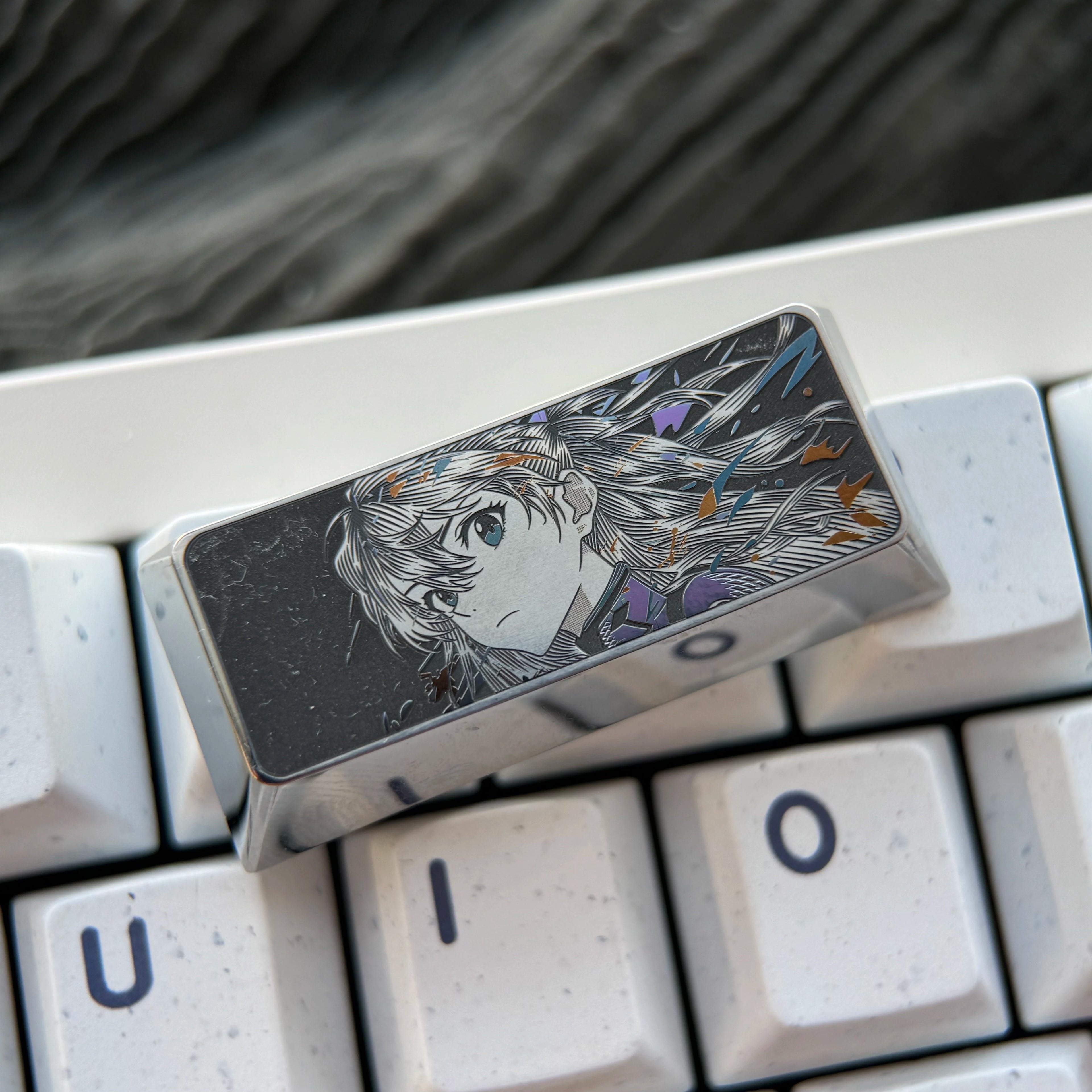 EVA series, 2.25U/2U titanium alloy finely carved personalized keycaps, anime culture creative peripheral mechanical keyboard metal decorative keycaps