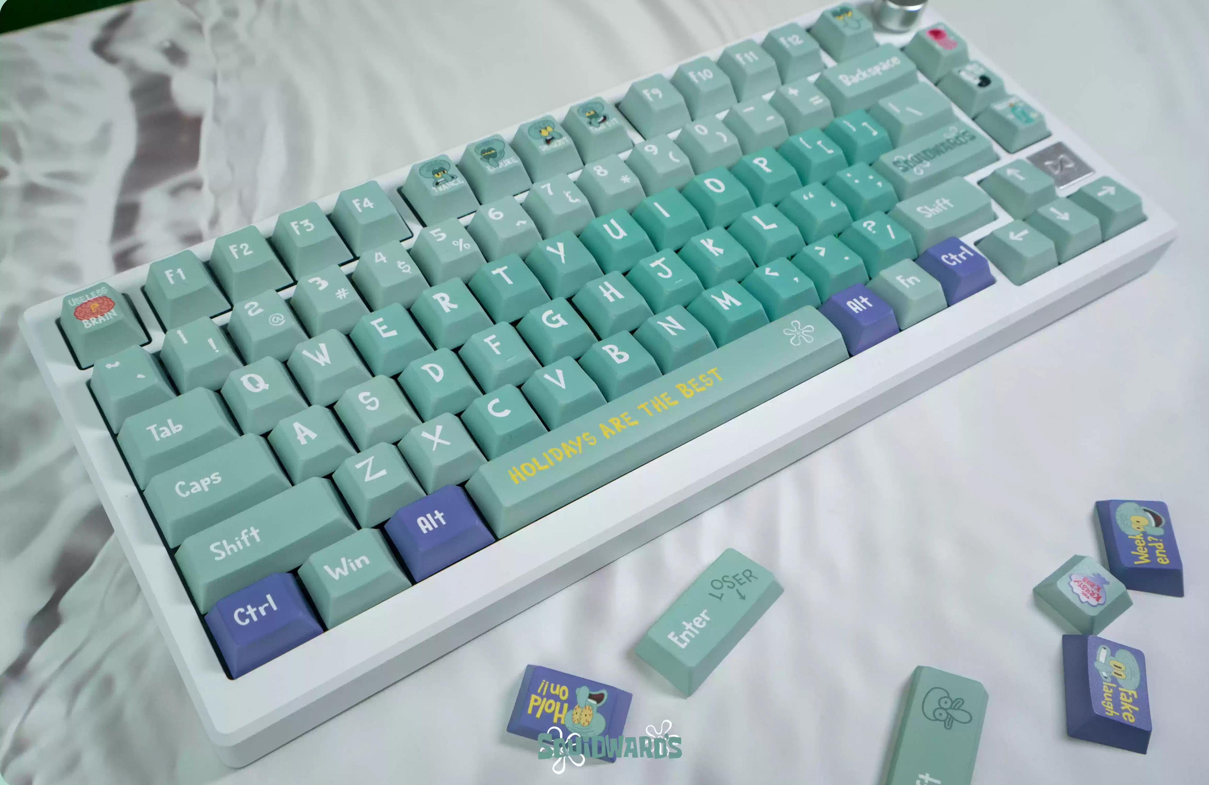 SpongeBob SquarePants, Squidward Quincy Tentacles themed personalized keycap set, PBT material factory height, creatively decorated keycaps