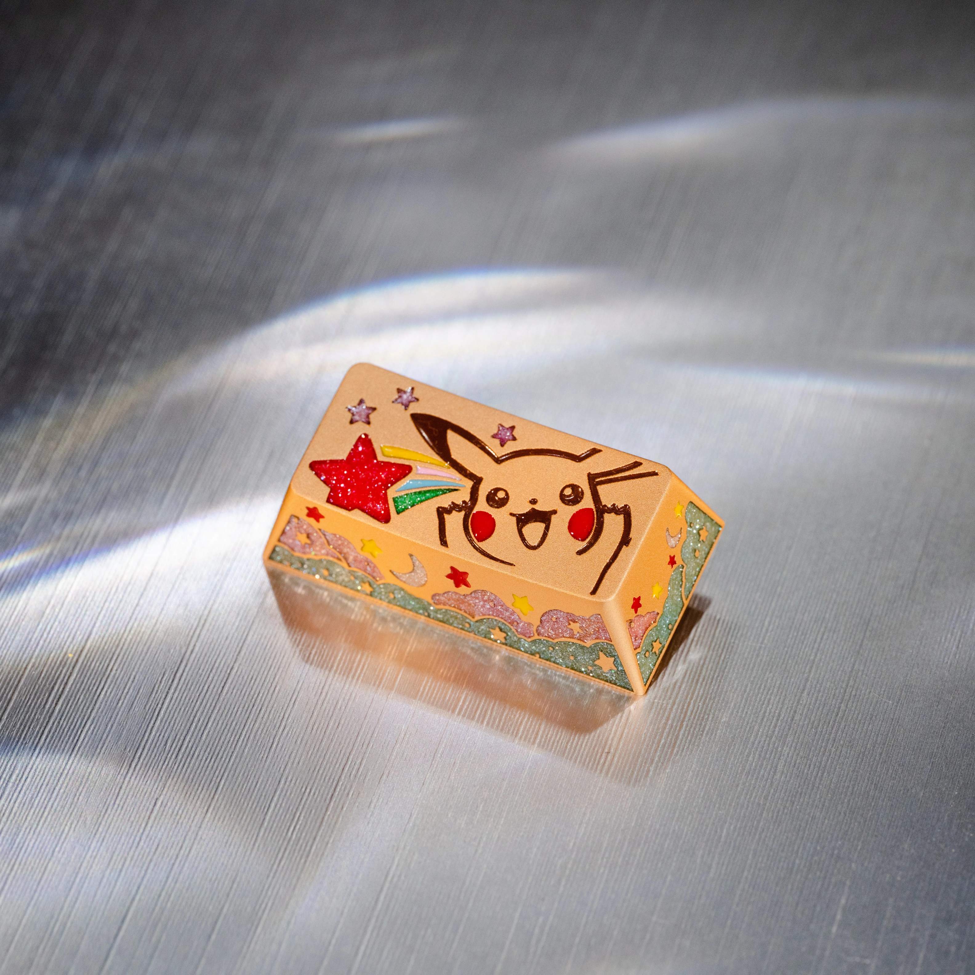 Pok é mon series, Pikachu themed design, keycaps made of aluminum alloy material CNC integrated precision machining personalized keycaps, mechanical keyboard decorative keycaps