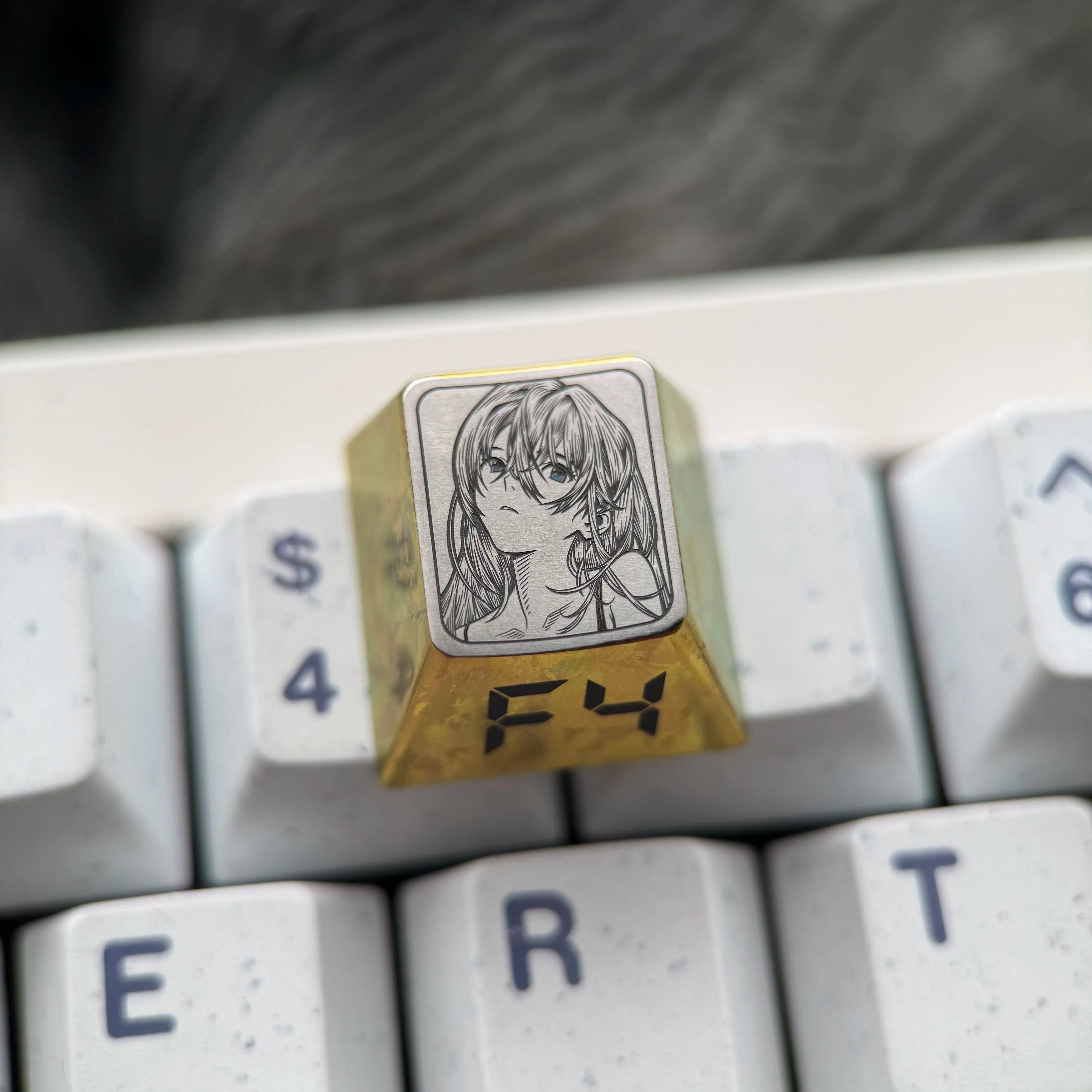 EVA, Asuka theme, F1-F12 precision carving 1 U titanium alloy personalized keycaps, anime and game cultural creative keycaps, mechanical keyboard decorative keycaps