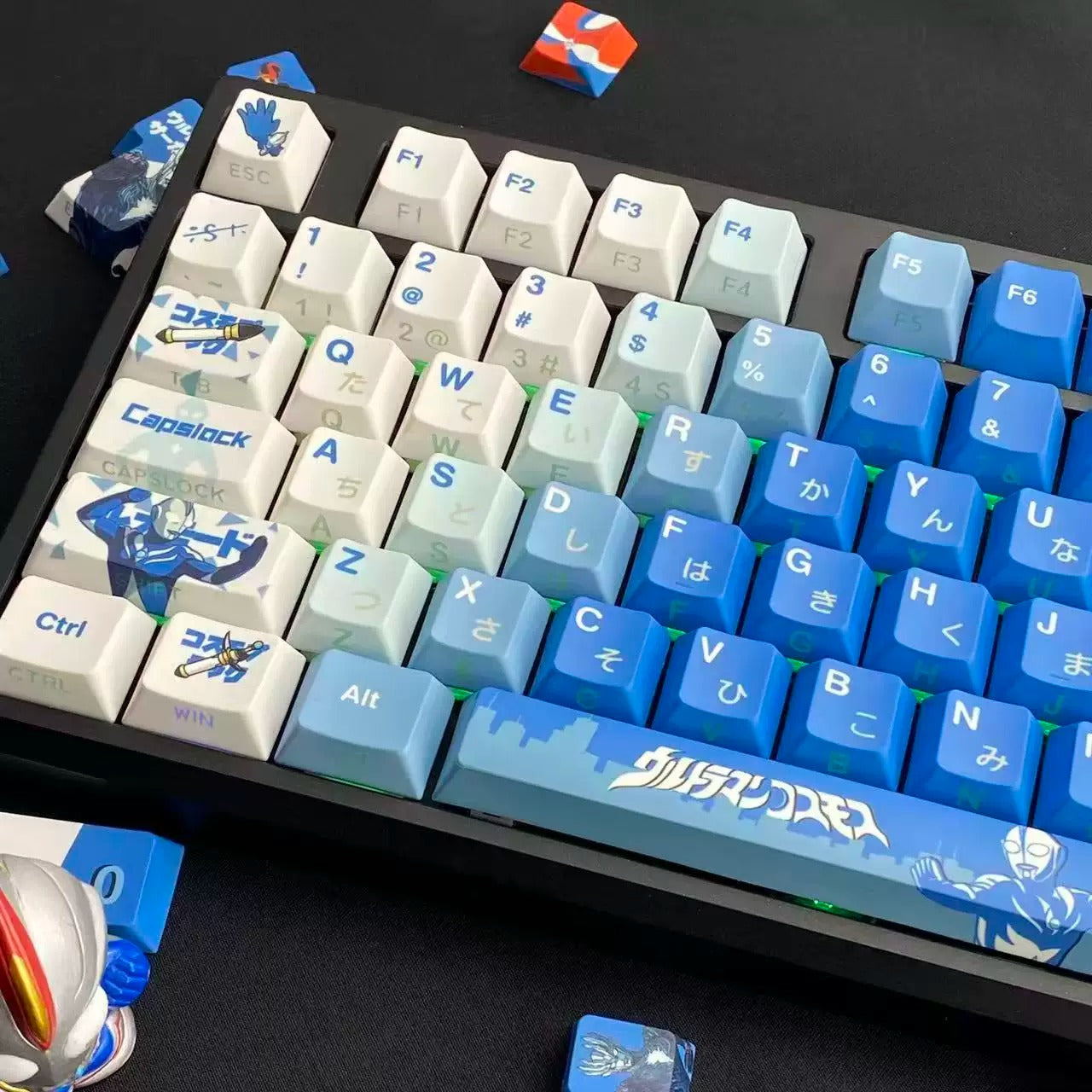 Ultraman series, Ultraman Cosmos themed personalized keycap set, PBT material original factory highly personalized keycap set, anime and game themed keycaps, suitable for 61/64/68/75/84/87/104 key mechanical keyboards.