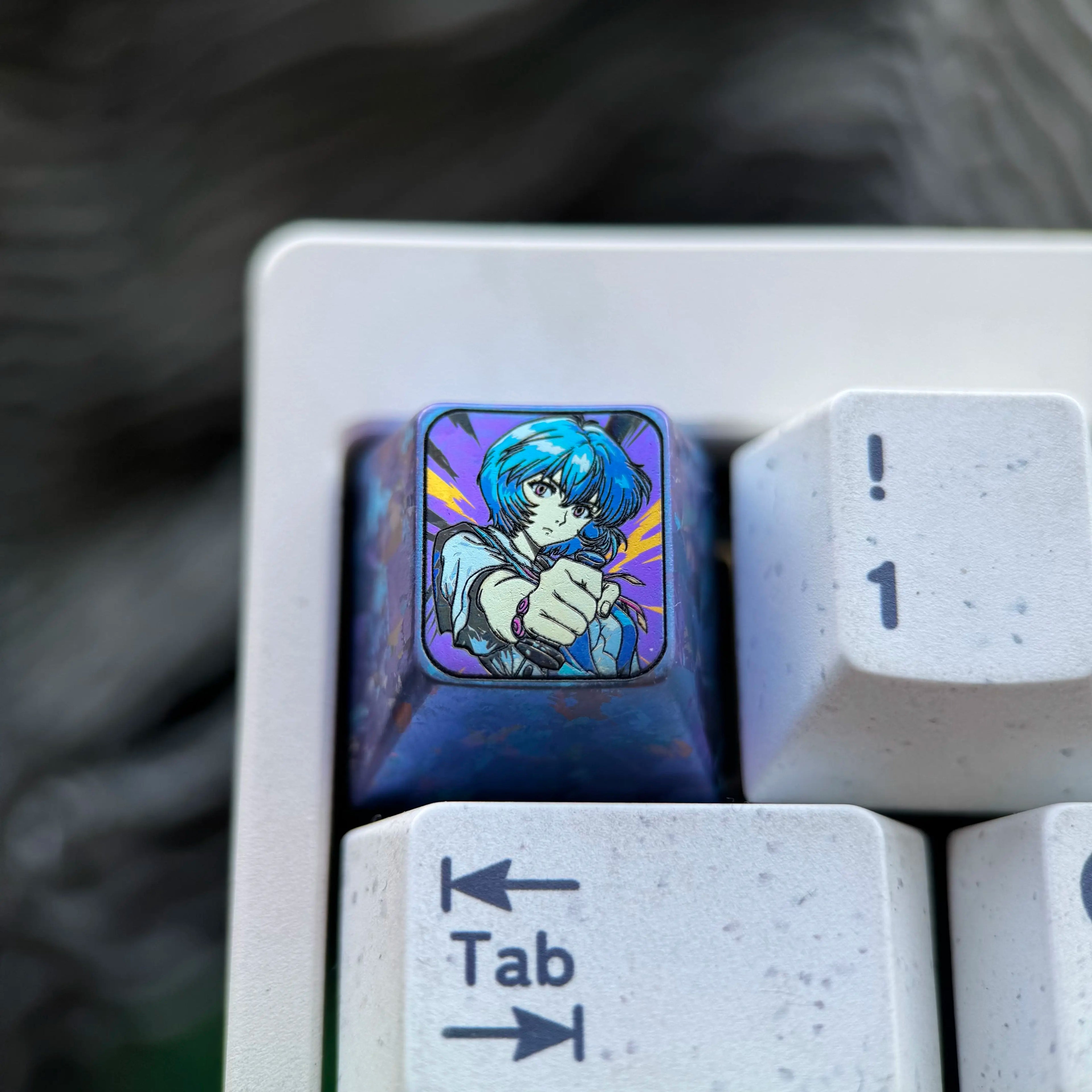 EVA series, Ayanami Rei theme, 5 styles of 1U titanium alloy personalized keycaps, optional height, can be freely combined, metal decorative keycaps, mechanical keyboard, artistic and creative keycaps