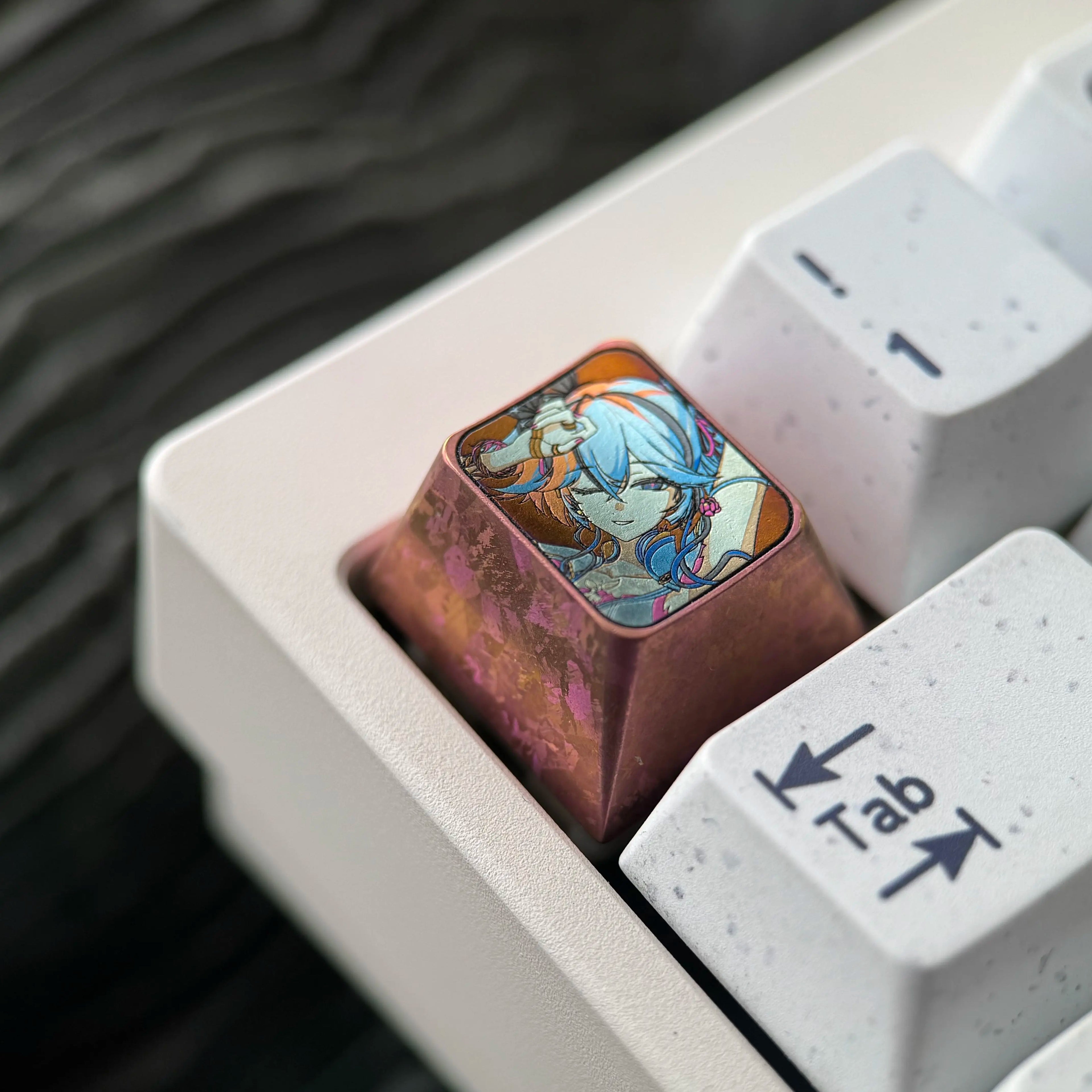 Wuthering Waves series, Camellya theme, 1U titanium alloy creative keycaps, personalized gaming keycaps, mechanical keyboards, metal decorative keycaps