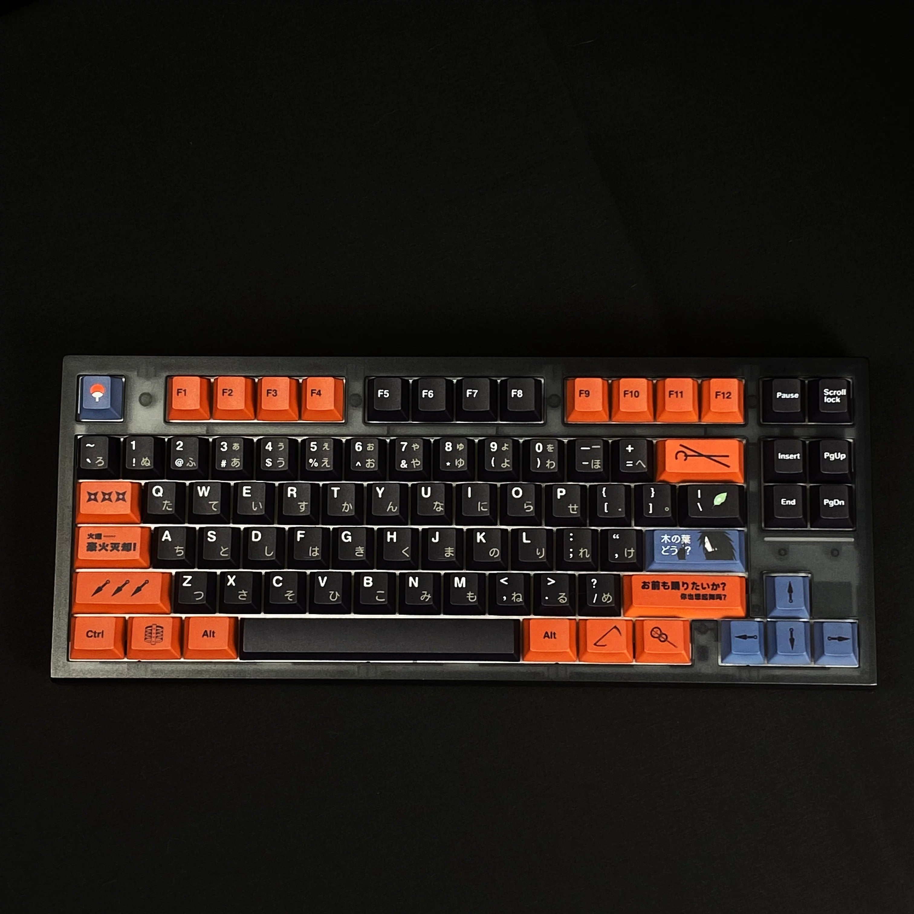 Naruto series, Uchiha Madara theme, PBT material material personalized keycap set, anime and games cultural creative decoration keycap set, compatible with 61/64/68/75/84/87/104 mechanical keyboard replacement keycap