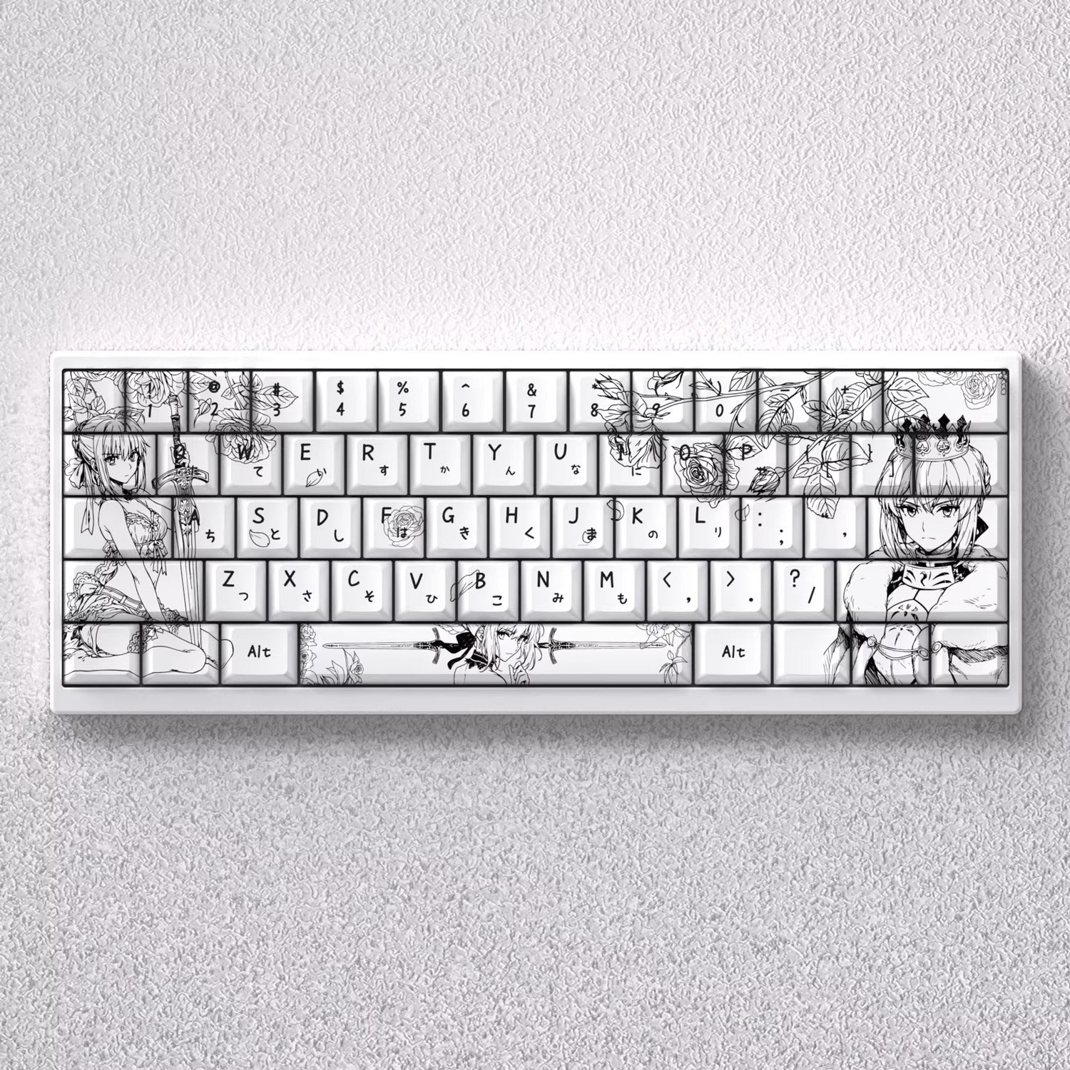 Fate/stay night series, Altria Pendragon/saber theme, original high PBT material compatible MX switch mechanical keyboard, anime and game theme keycap set, mechanical keyboard replacement keycap set