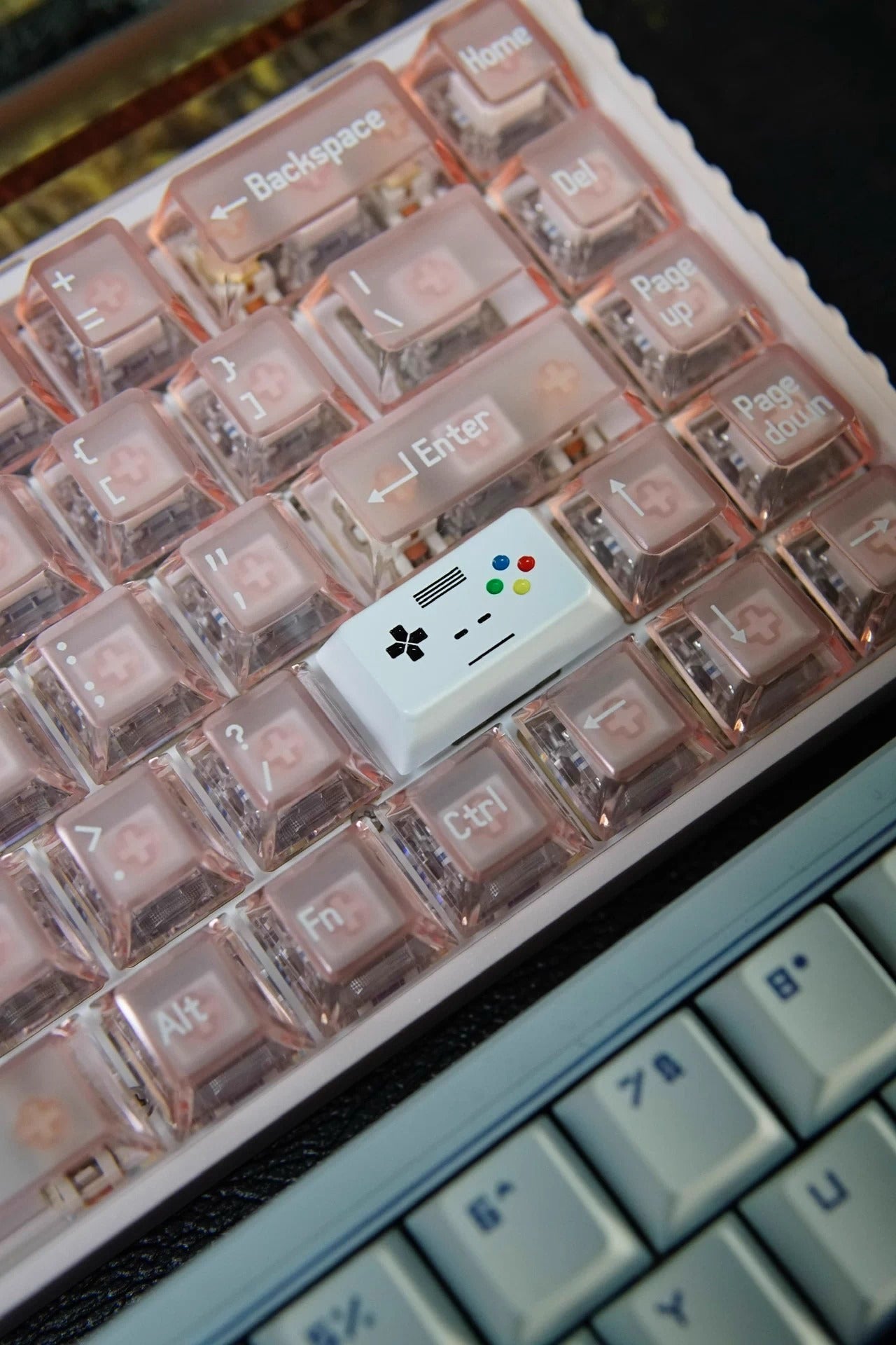 Game boy, game console, handheld device, theme, 1.75U right shift zinc alloy material deep carving+filling color, metal personalized keycaps, creative decorative keycaps.