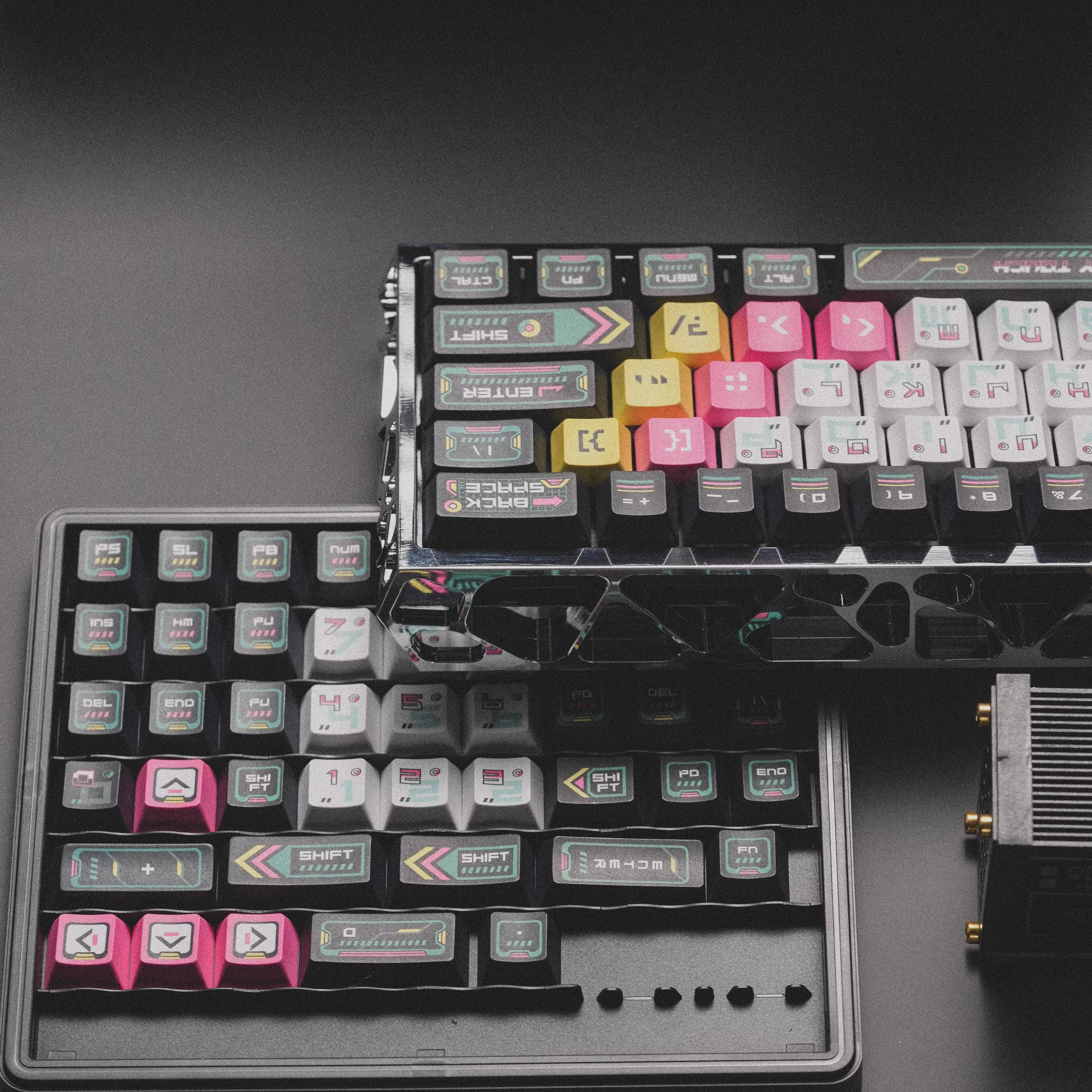 Cyber terminal theme creative design keycap set, original factory height 146 keys, five sided heat sublimation adaptation, mechanical magnetic axis keyboard, customized keycap