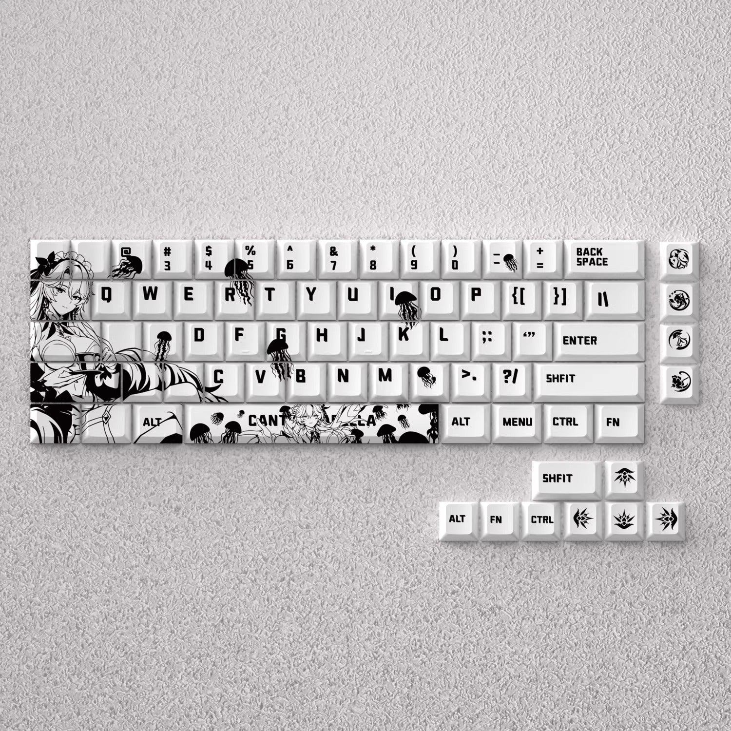 Wuthering Waves series, Cantarella theme, original high PBT material compatible MX switch mechanical keyboard, anime game theme set keycaps, mechanical keyboard replacement keycap set