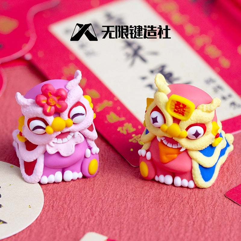 Lion dance, Chinese style personalized keycaps, multi-color resin molded decorative keycaps, cultural and creative keycaps