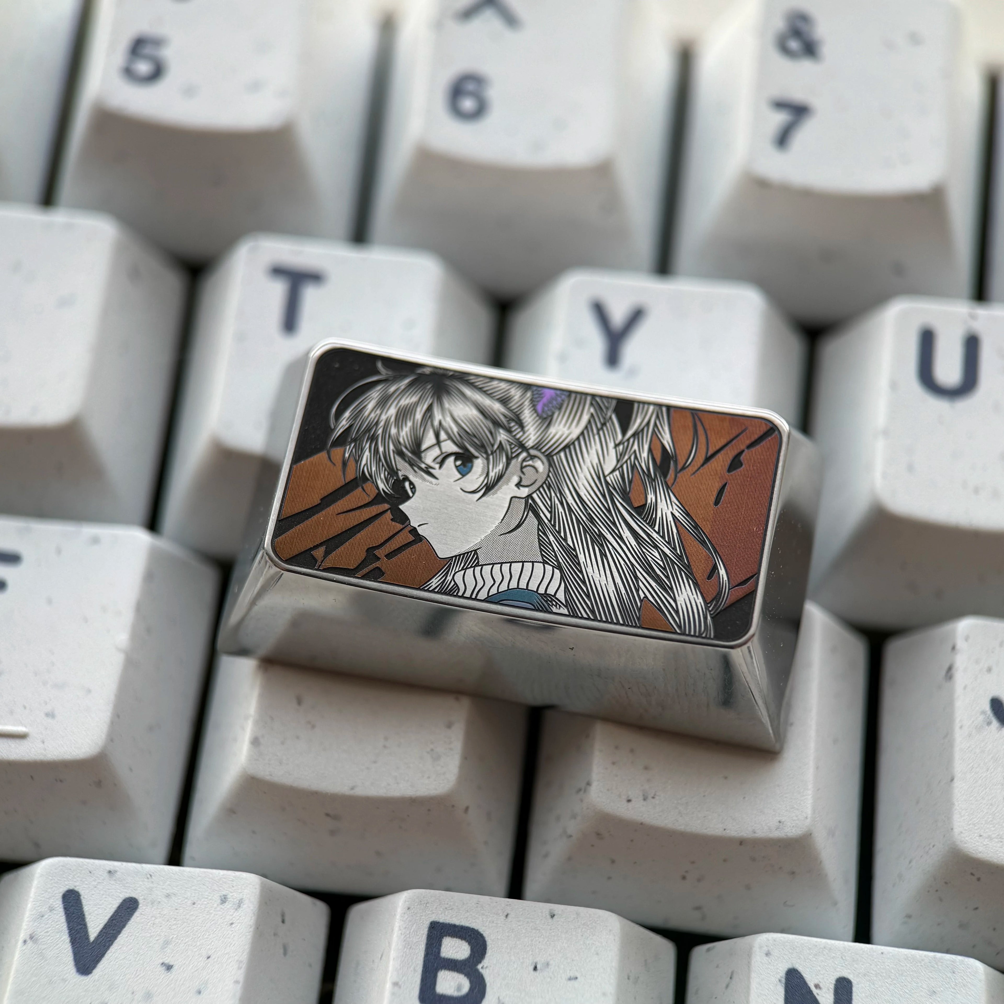 EVA series, 1.75Ucaps/shift titanium alloy finely carved personalized keycaps, anime cultural creative peripheral mechanical keyboard metal decorative keycaps
