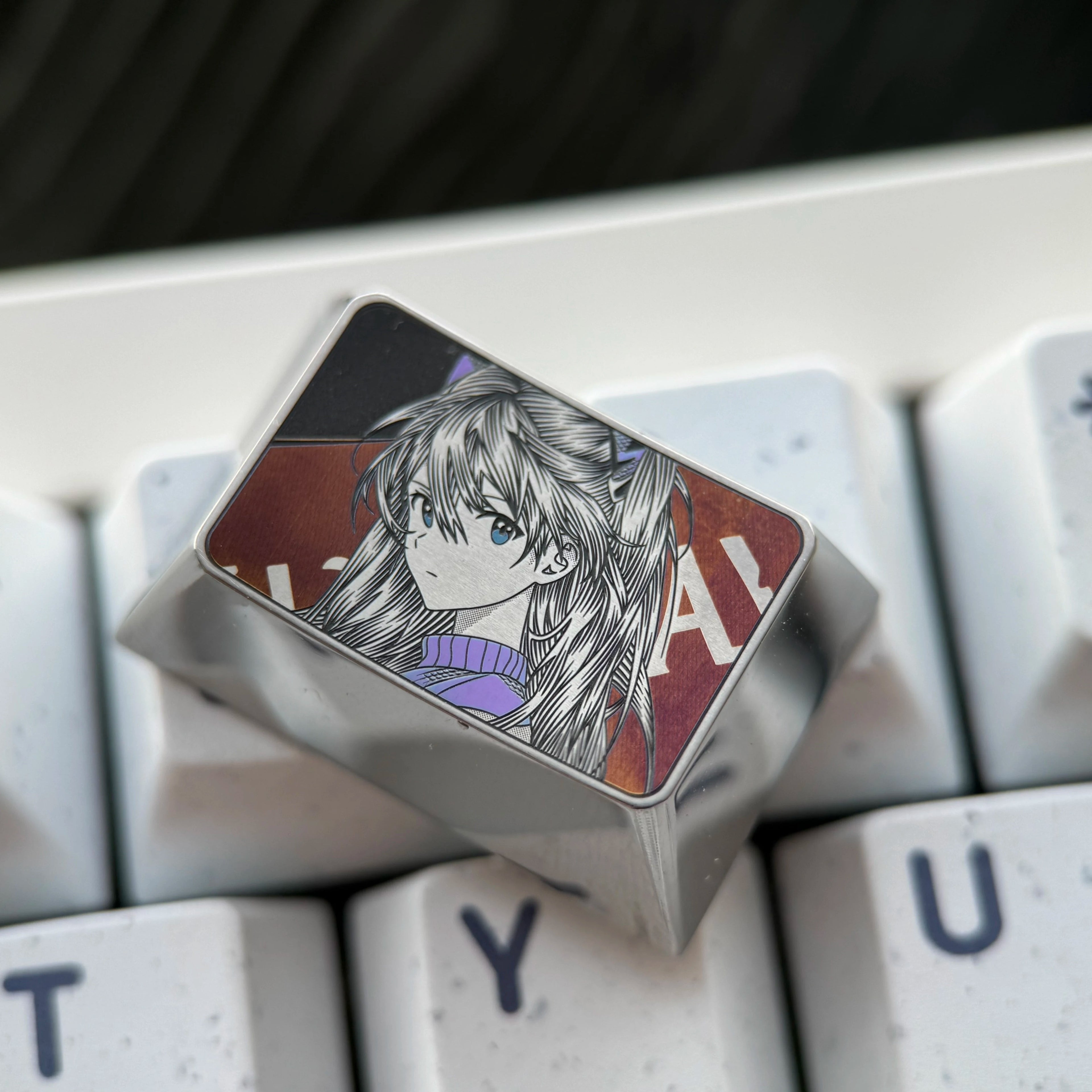 EVA series, 1.5U/TAB titanium alloy finely carved personalized keycaps, anime culture creative peripheral mechanical keyboard metal decorative keycaps