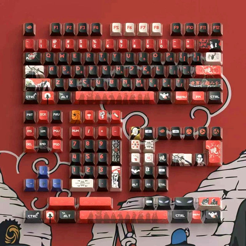 Naruto series, Akatsuki themed keycaps， PBT material personalized