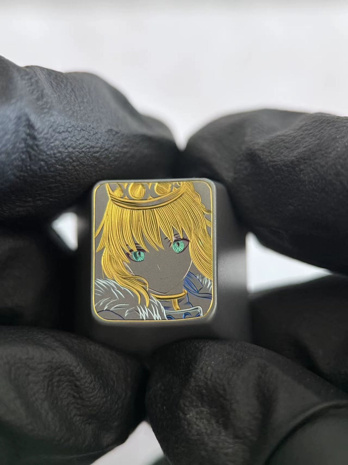 Hand carved titanium alloy series Hand carved titanium alloy anode coloring, anime and game culture creative metal hand carved keycaps collection