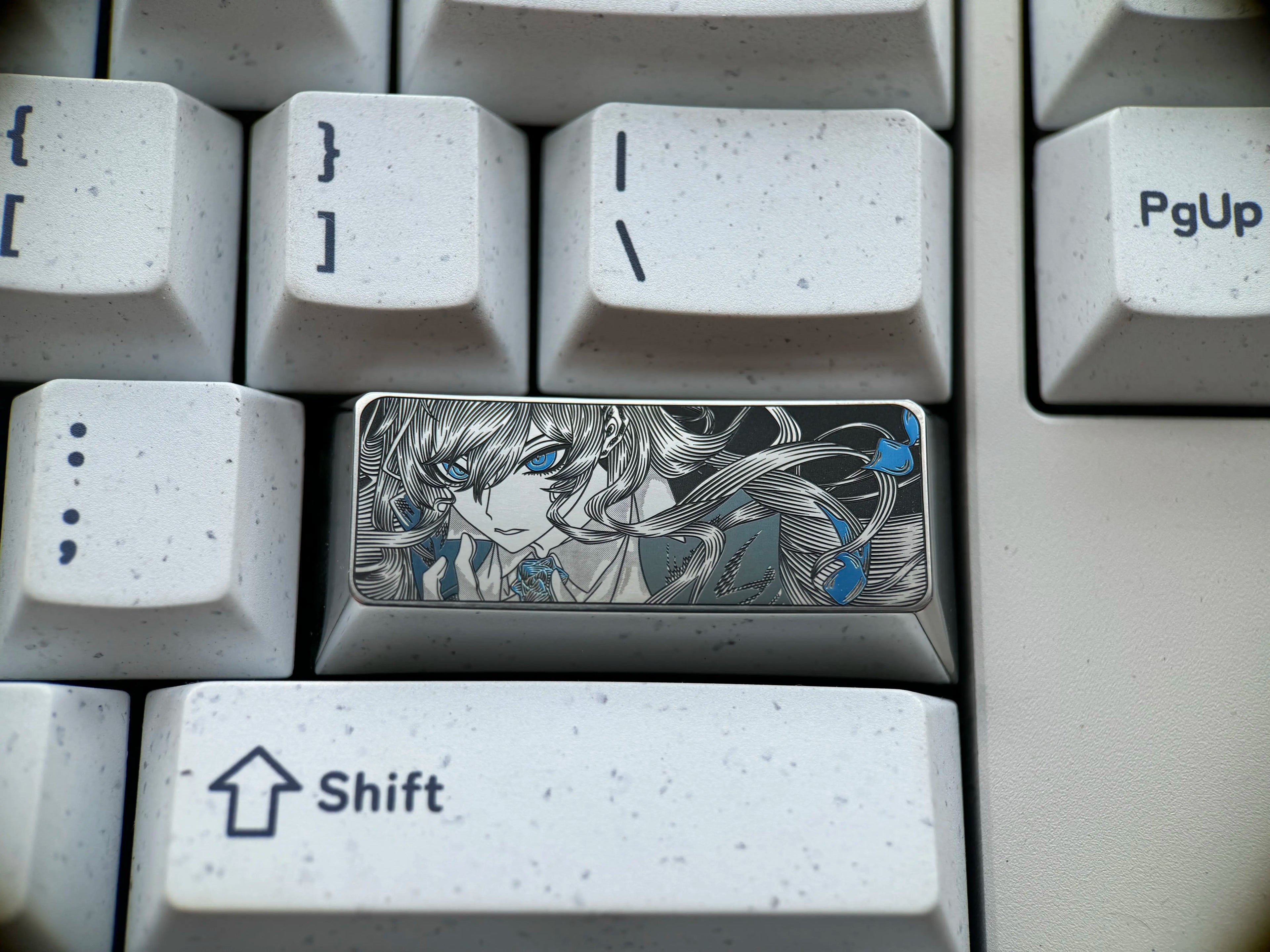 Ado, 2.25U titanium alloy personalized keycaps, metal decorative keycaps for anime and game virtual idols, keyboard replacement keycaps.