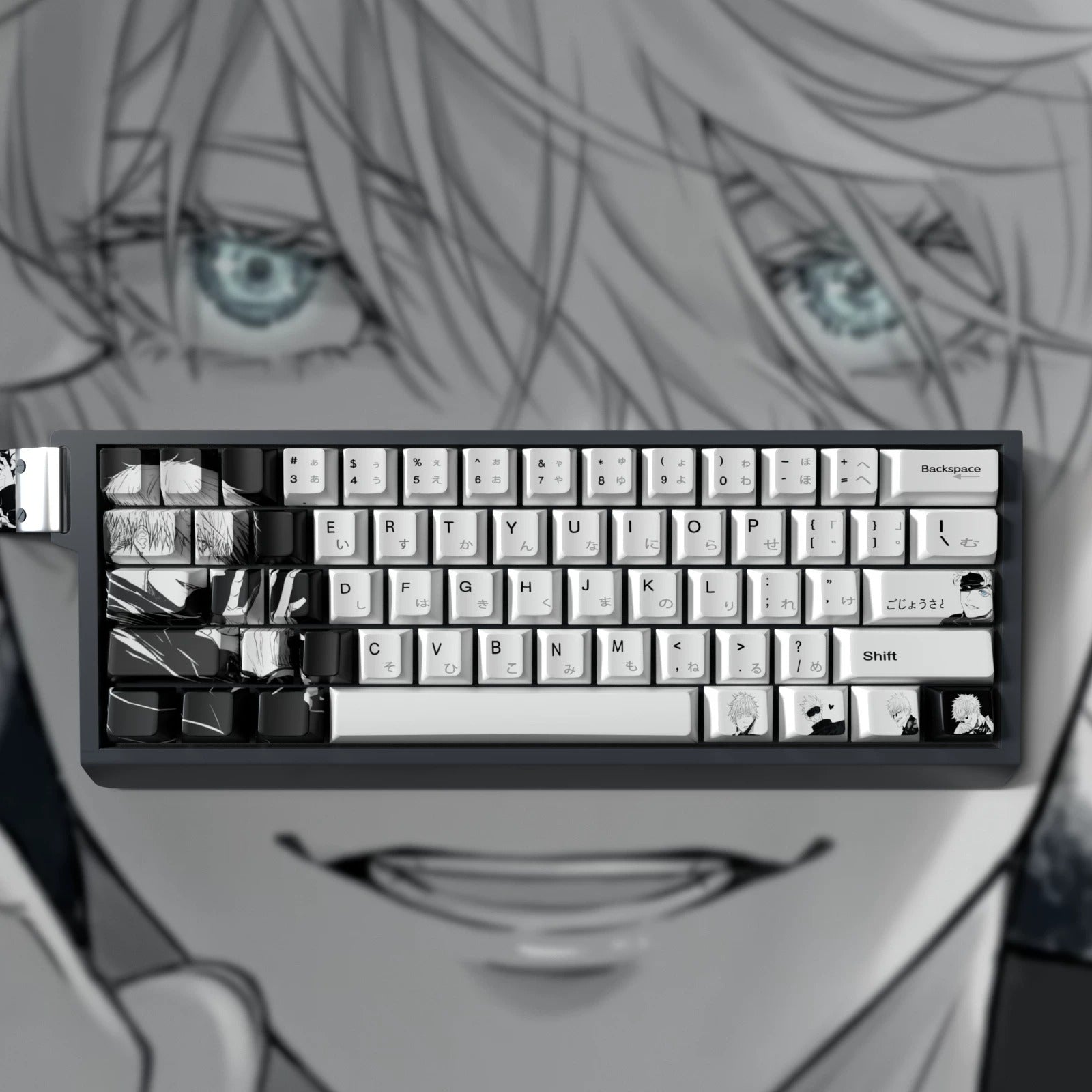Jujutsu Kaisen series, Gojo Satoru themed personalized keycap set, PBT material, anime style keycap set, suitable for 61/64/68/75/84/87/104 key mechanical keyboards