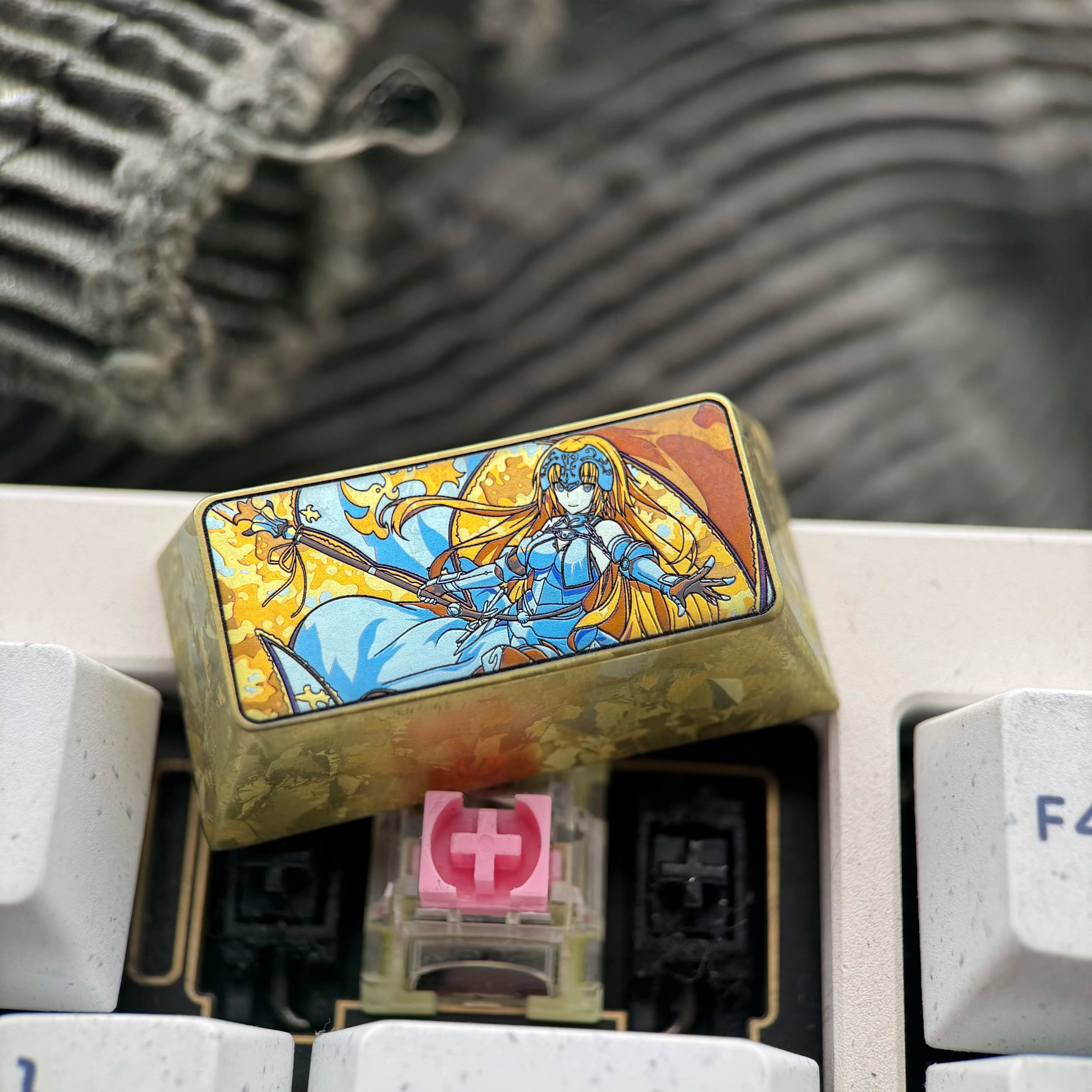 Fate/Samurai Remnant, Joan of Arc, 2U titanium alloy personalized keycaps, anime and game cultural creative keycaps, mechanical keycaps decorative keycaps