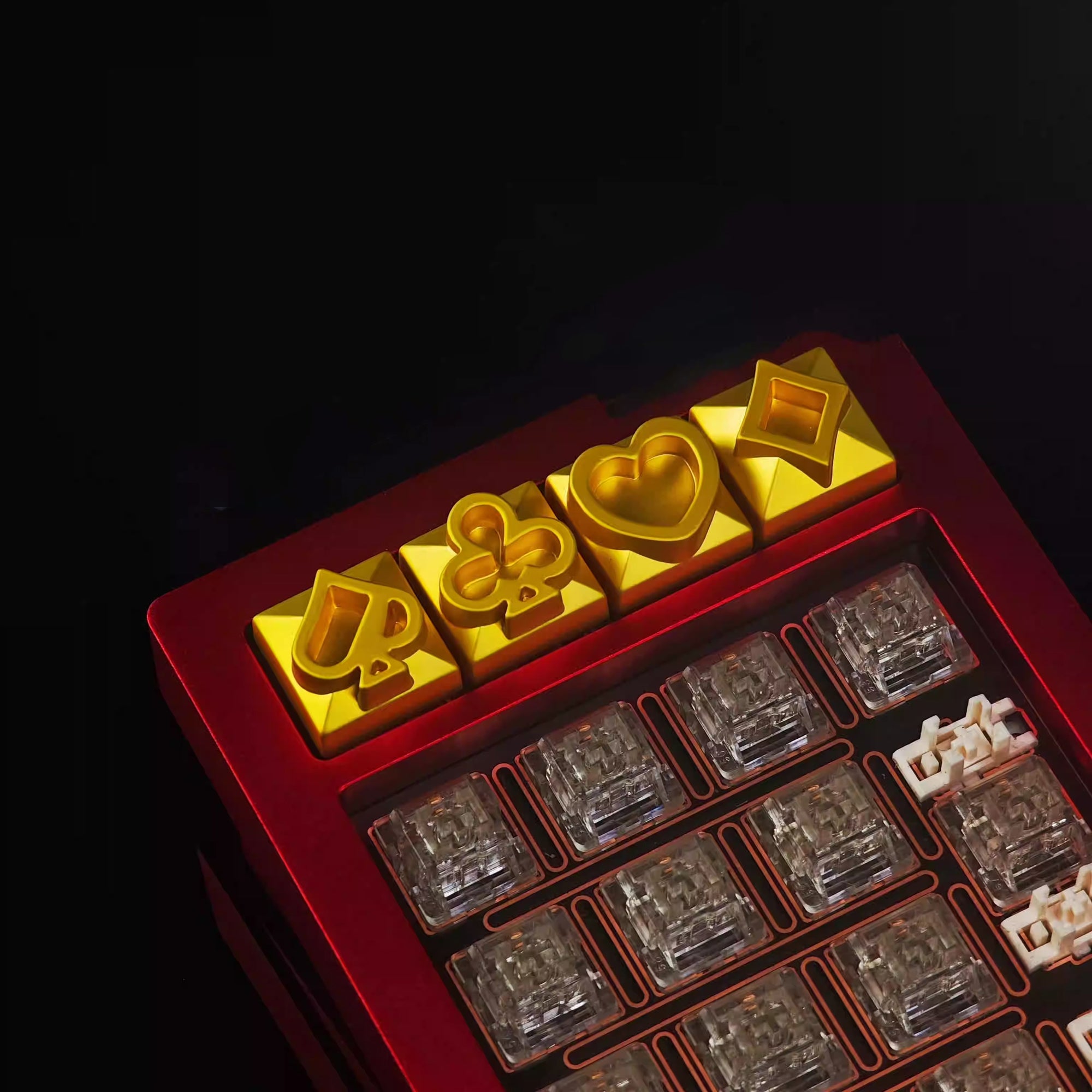 Poker themed metal material, poker racket color design, metal personalized keycap decoration keycaps