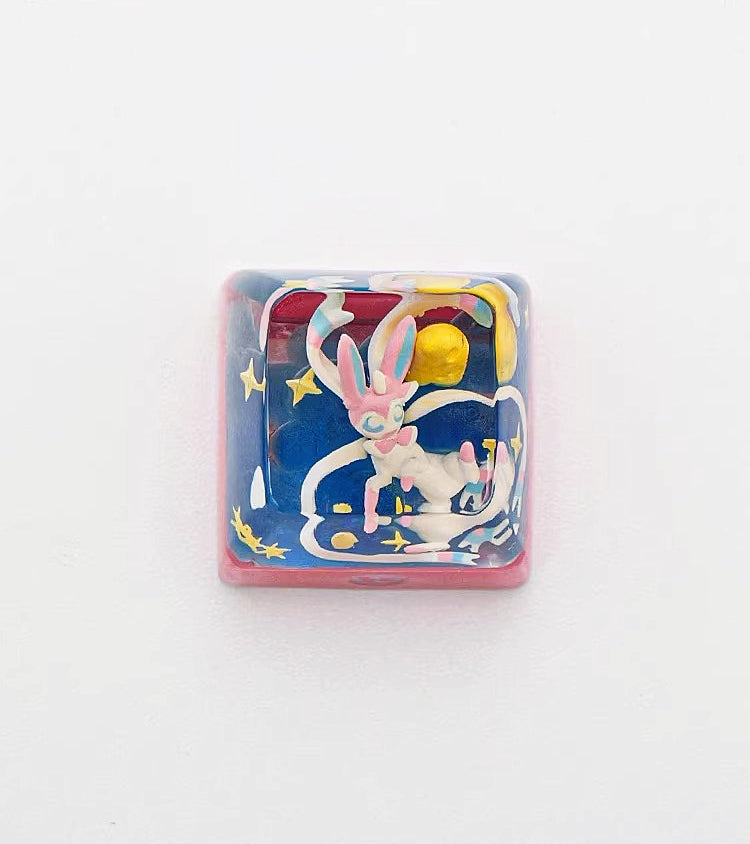 Pok é mon series, Sylveen theme, crystal resin personalized keycaps, anime and game peripheral decorative keycaps, resin art handmade keycaps