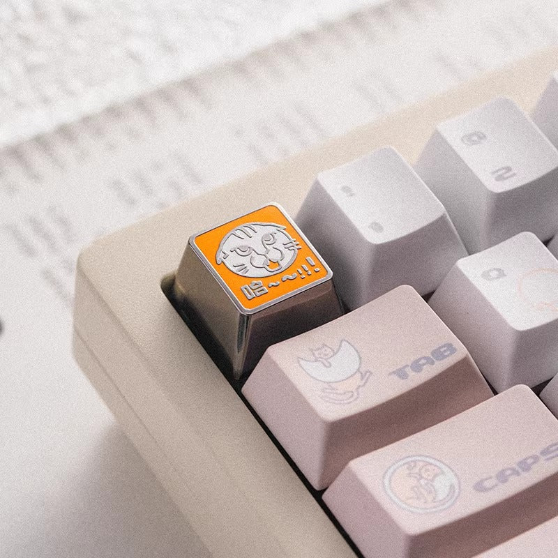 Cat avatar logo, metal enamel craftsmanship personalized keycaps, mechanical keyboard decoration creative keycaps