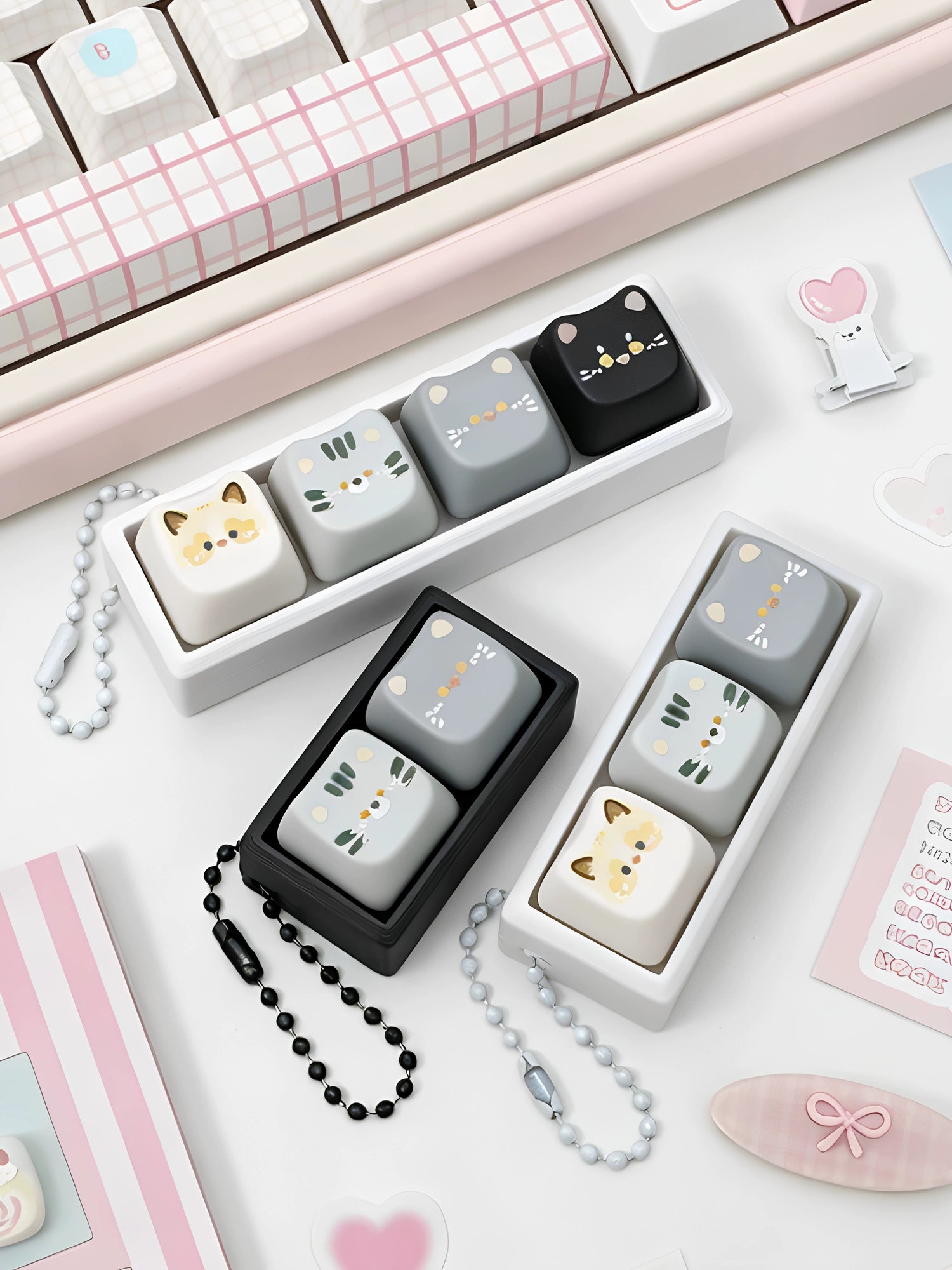 Cute cat switch tester, keycap keychain, cat themed keycap switch mechanical keyboard creative peripheral cultural products.