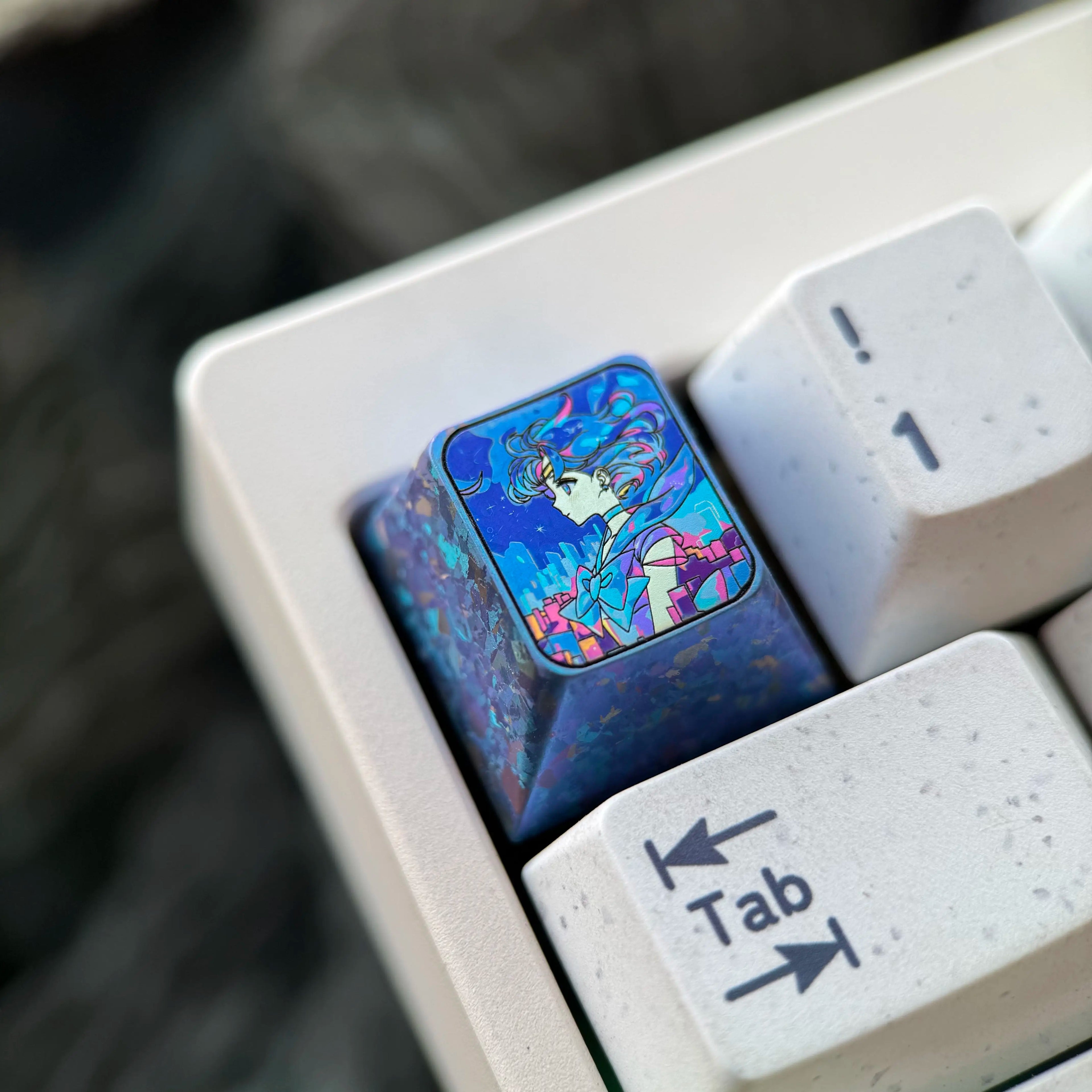 Sailor Moon, Mizuno Ami, 1U titanium alloy personalized keycaps, innovative products in anime and gaming culture, mechanical keyboard decoration keycaps