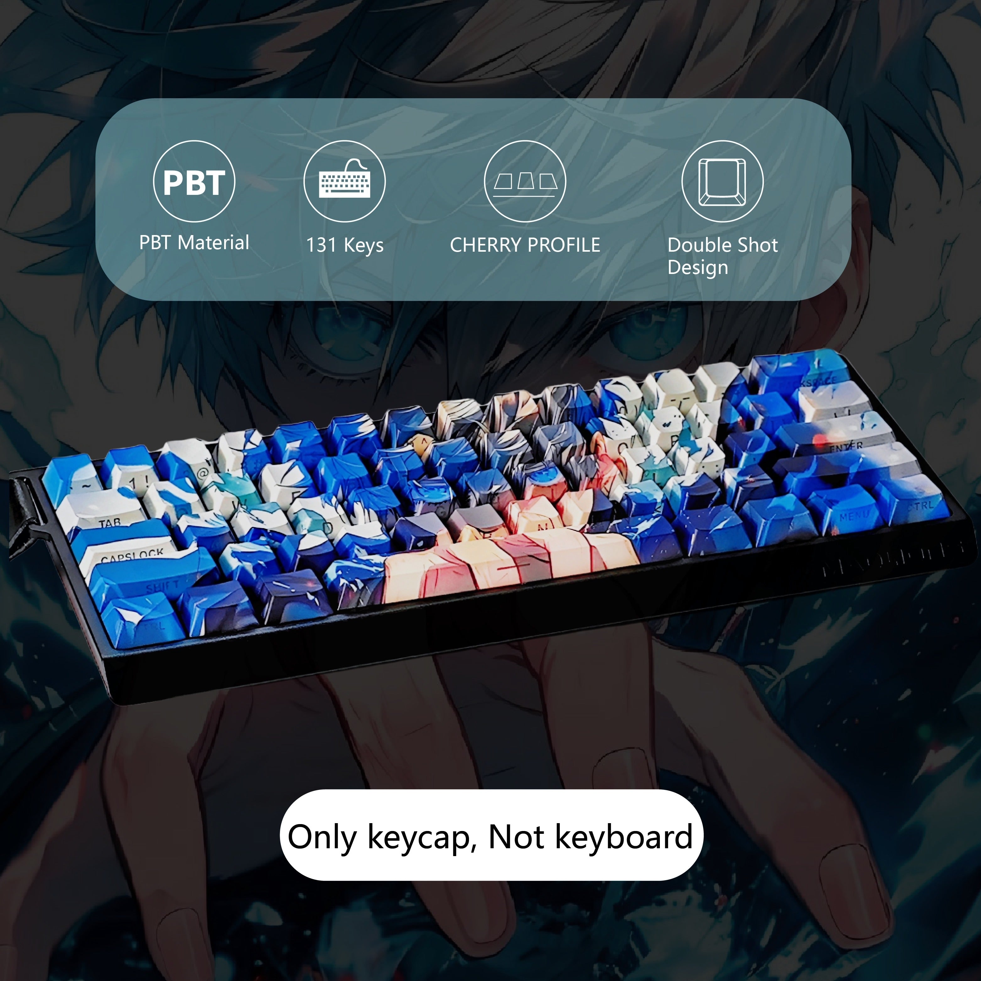 Jujutsu Kaisen series, Gojo Satoru theme, PBT material, Sublimation, Anime Game Culture Creative Decoration Set Keycaps