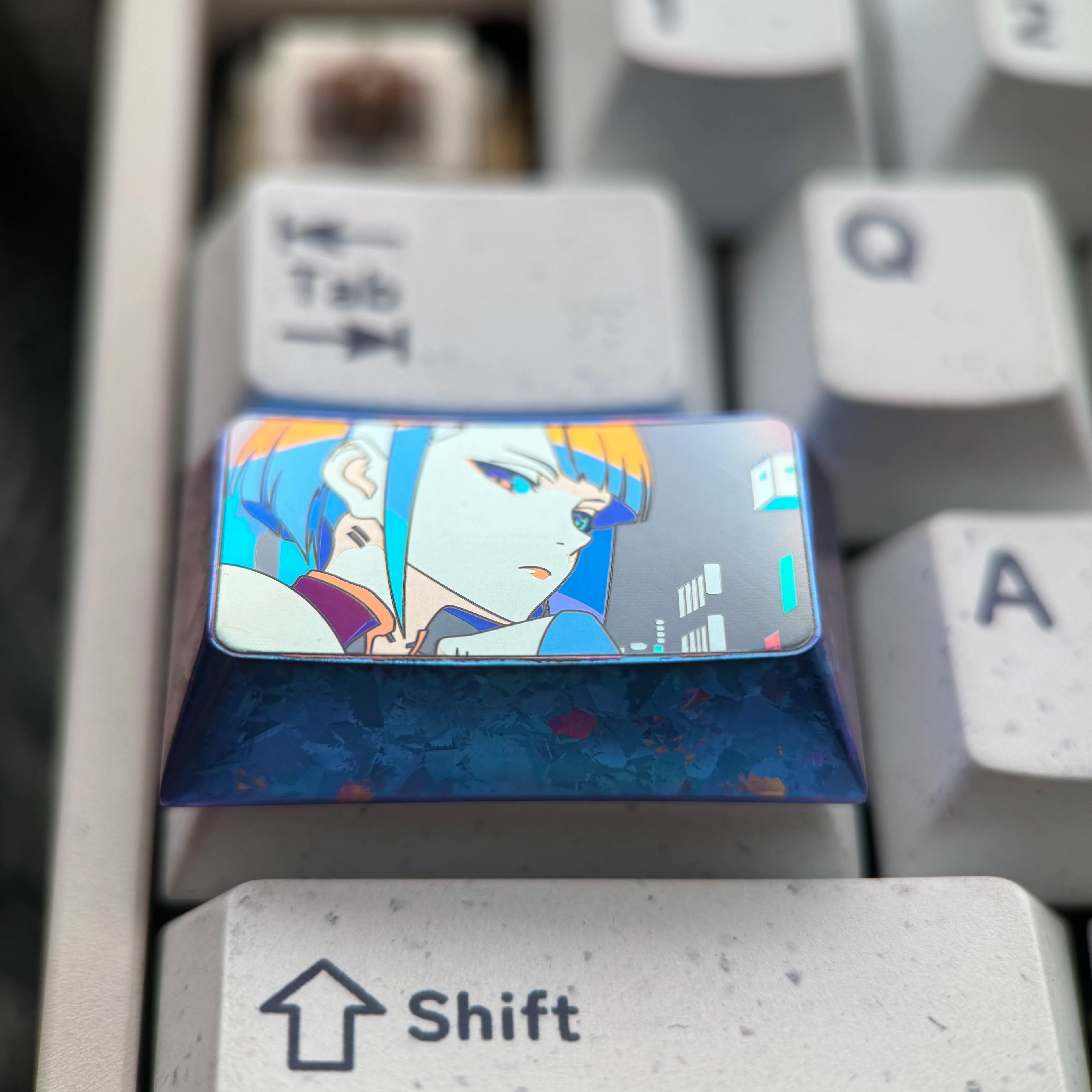 Cyberpunk, Lucyna themed 1.75U titanium alloy personalized keycaps, mechanical keyboard decorative keycaps, anime and game cultural creative keycaps
