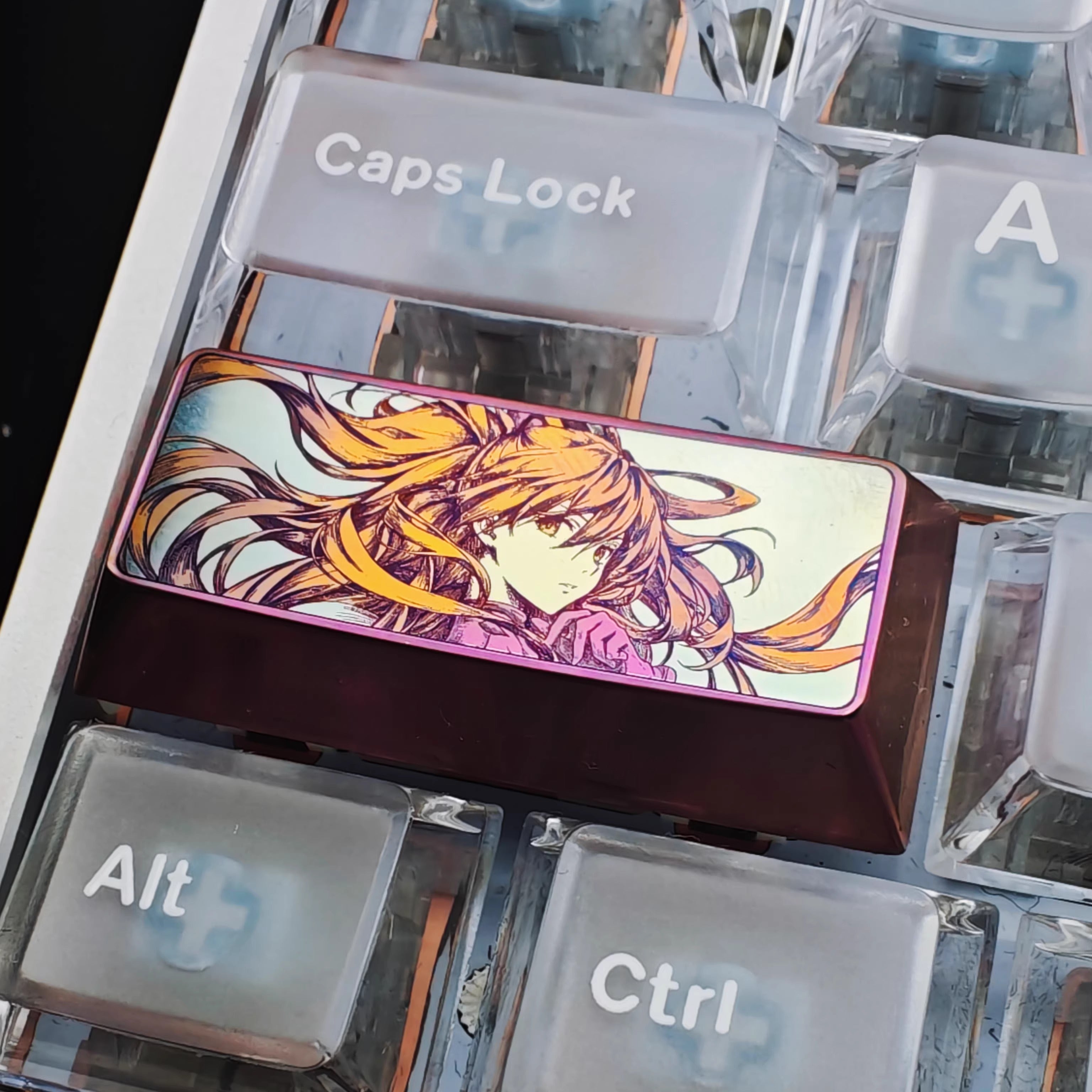 EVA, Asuka 2.25U titanium alloy cartoon line personalized keycap, cultural innovation anime game art decoration keycap