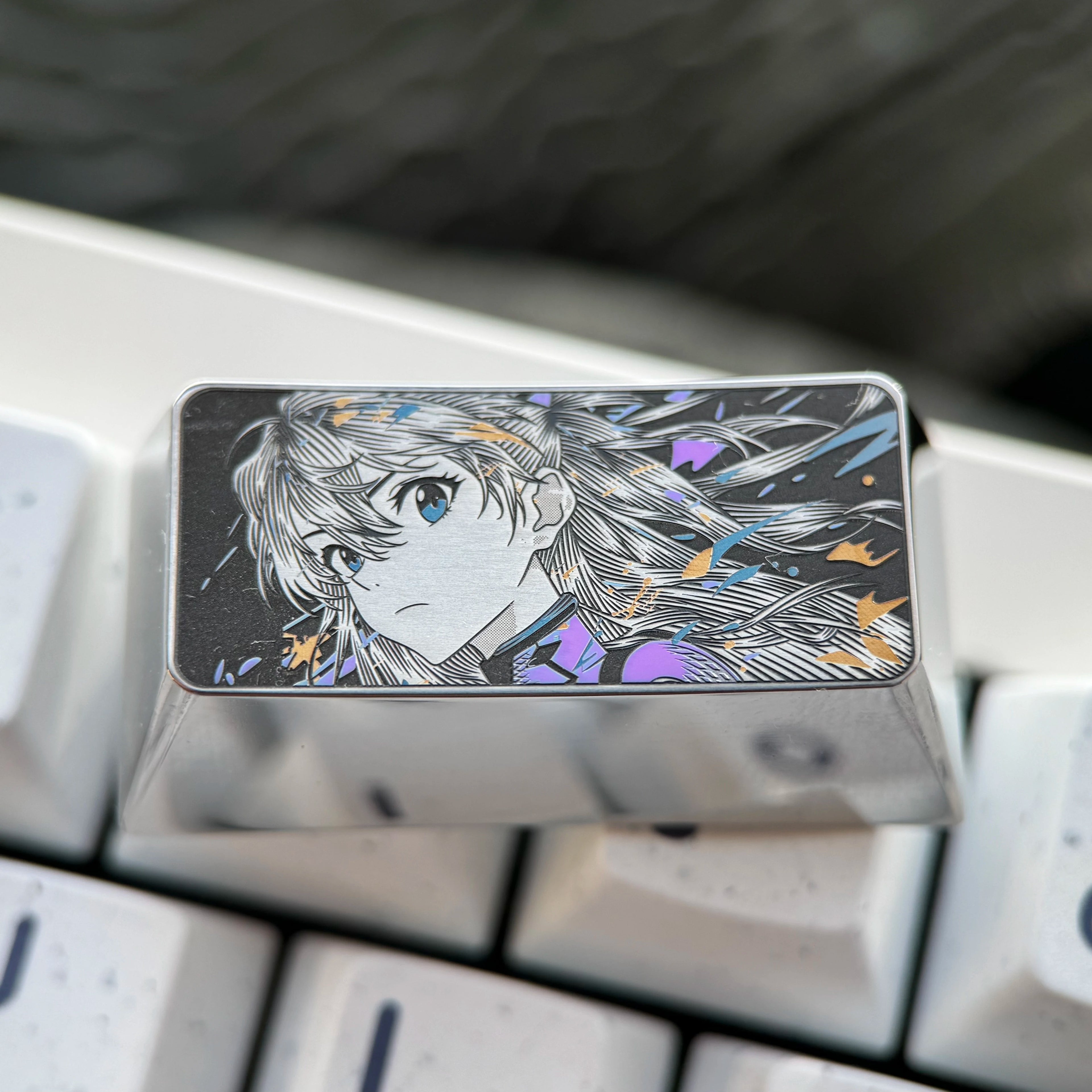 EVA series, 2.25U/2U titanium alloy finely carved personalized keycaps, anime culture creative peripheral mechanical keyboard metal decorative keycaps