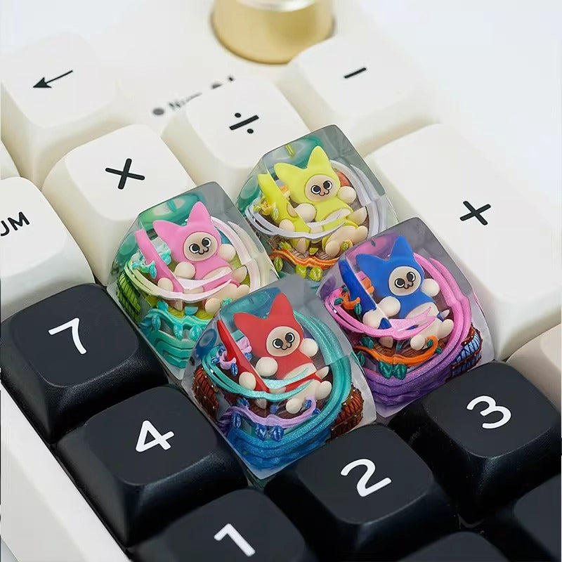 Monster Hunter,Ailouros, Crystal resin personalized keycaps, decorative keycaps for anime, games, pets, and creative products