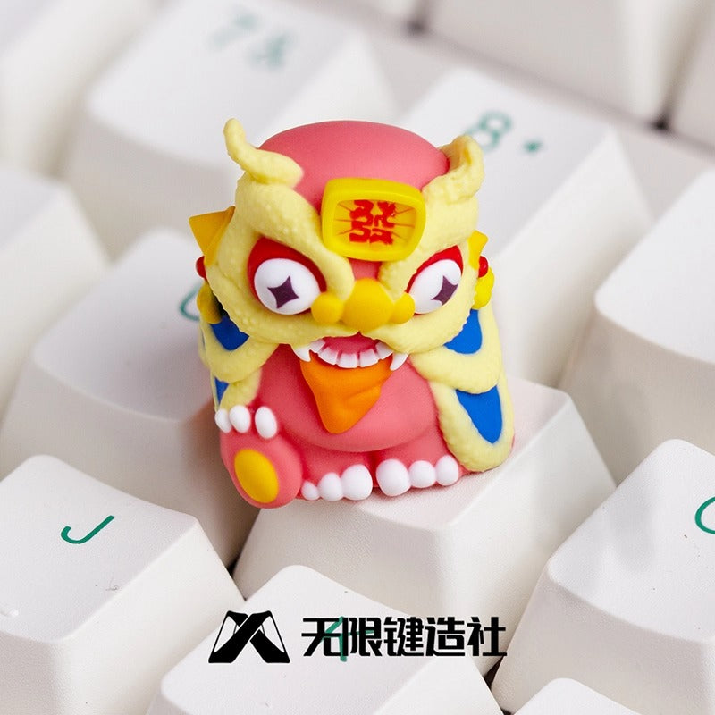 Lion dance, Chinese style personalized keycaps, multi-color resin molded decorative keycaps, cultural and creative keycaps