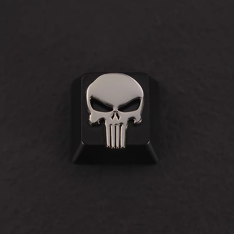 Punisher logo, Aluminum alloy material CNC machining personalized keycaps, anime game logo creative decorative keycaps