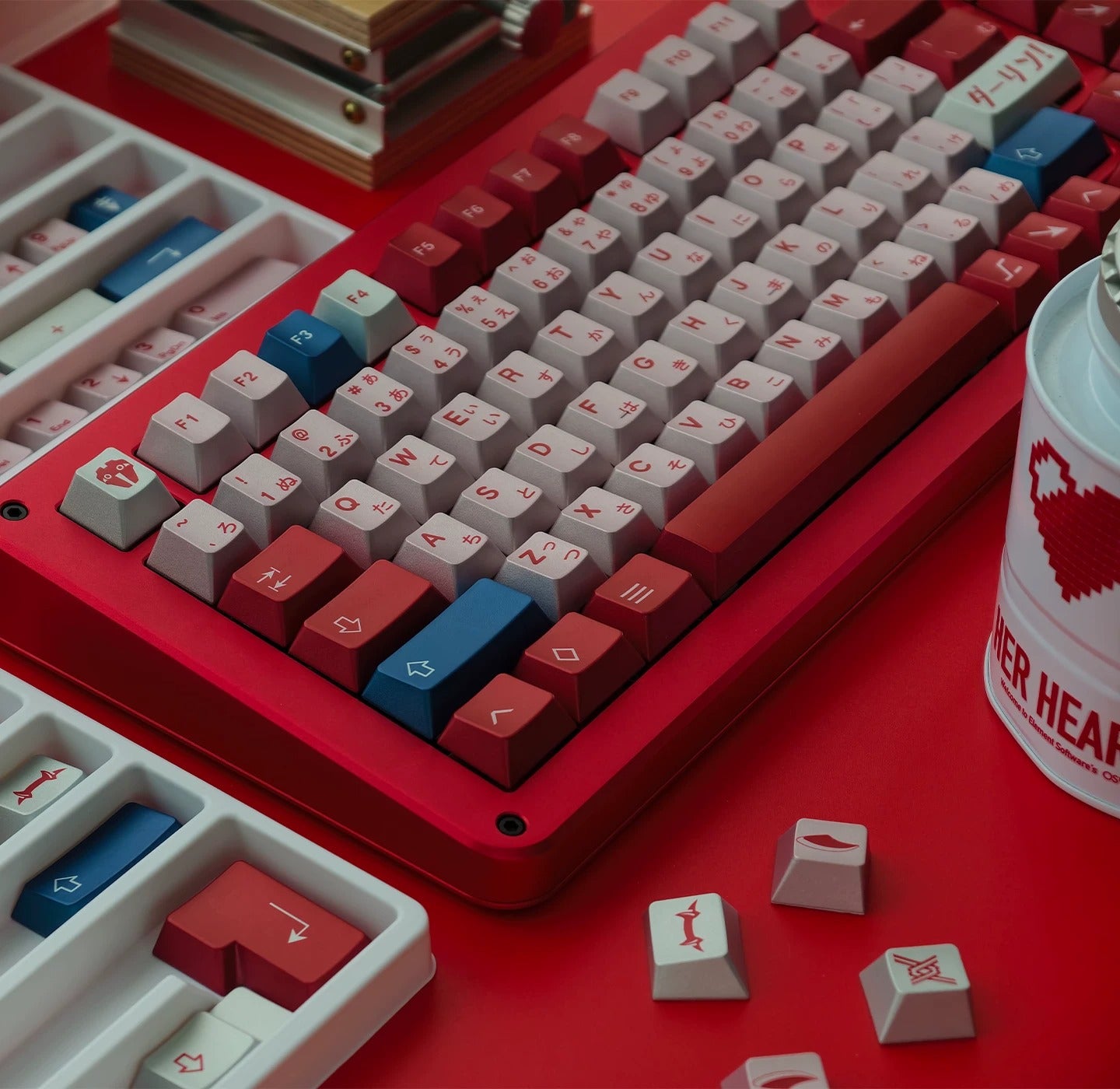 DARLING in the FRANXX Theme, 02, Metallic Texture, PBT Material material personalized keycap set, anime and games cultural creative decoration keycap set, compatible with 61/64/68/75/84/87/104 mechanical keyboard replacement keycap