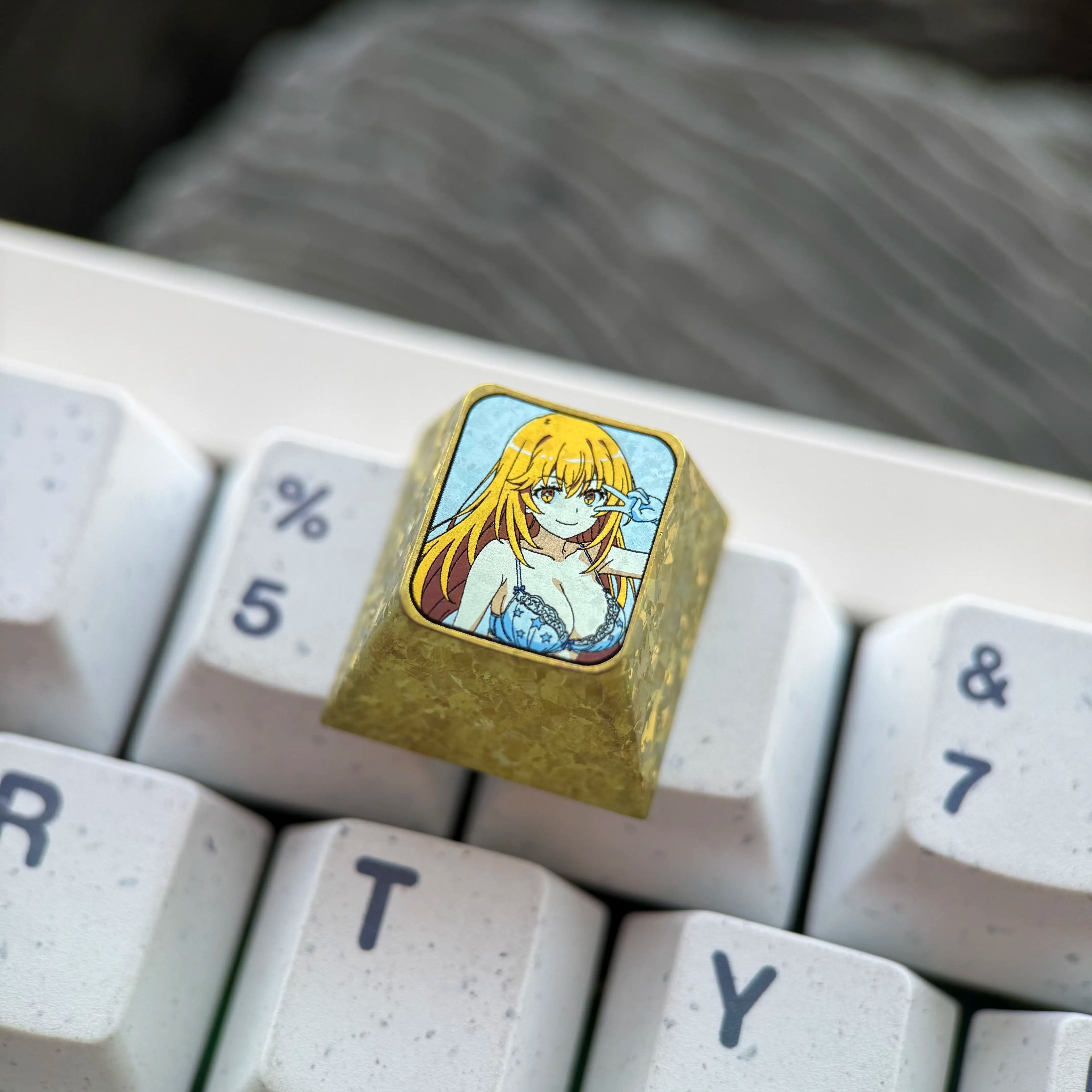 Toaru Majutsu no Index Theme, Shokuhou Misaki, 1U Colorful Titanium Alloy Personalized Keycaps, Anime Game Culture Creative Metal Decorative Keycaps