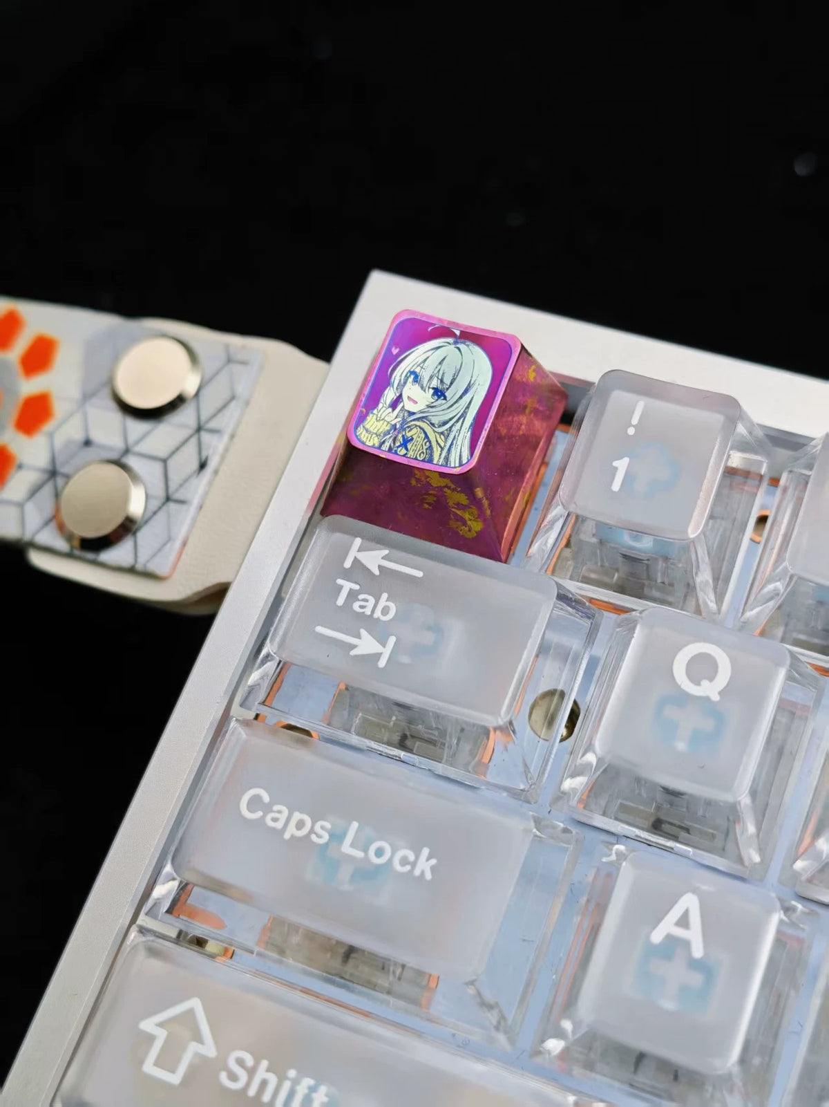 Wandering Witch: The Journey of Elaina,Elaina 1 U titanium alloy personalized keycaps, anime and game cultural creative keycaps, mechanical keyboard decorative keycaps