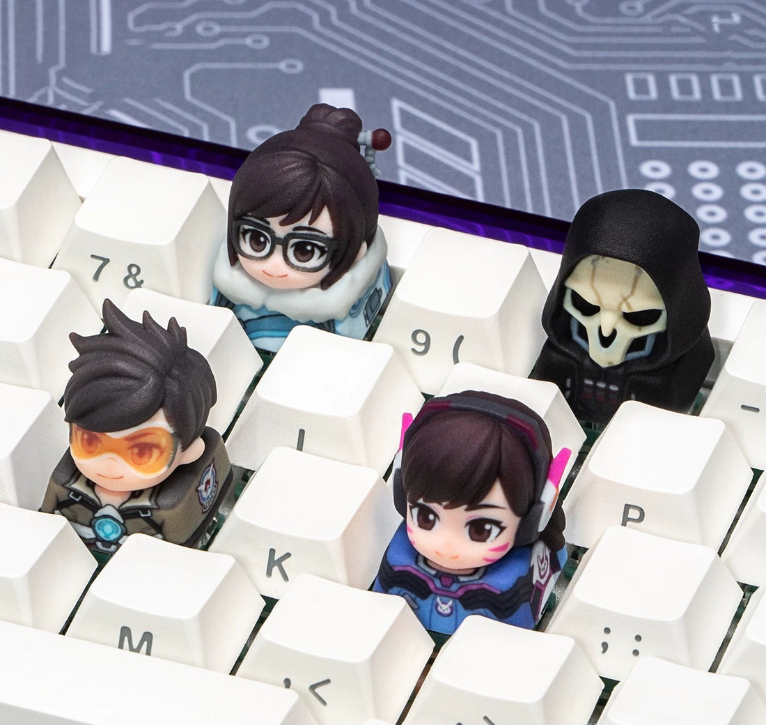 Overwatch, printed with multi-color resin, not corroded or faded, three-dimensional modeling, anime, gaming, cultural creativity, personalized keycaps, mechanical keyboard decoration keycaps