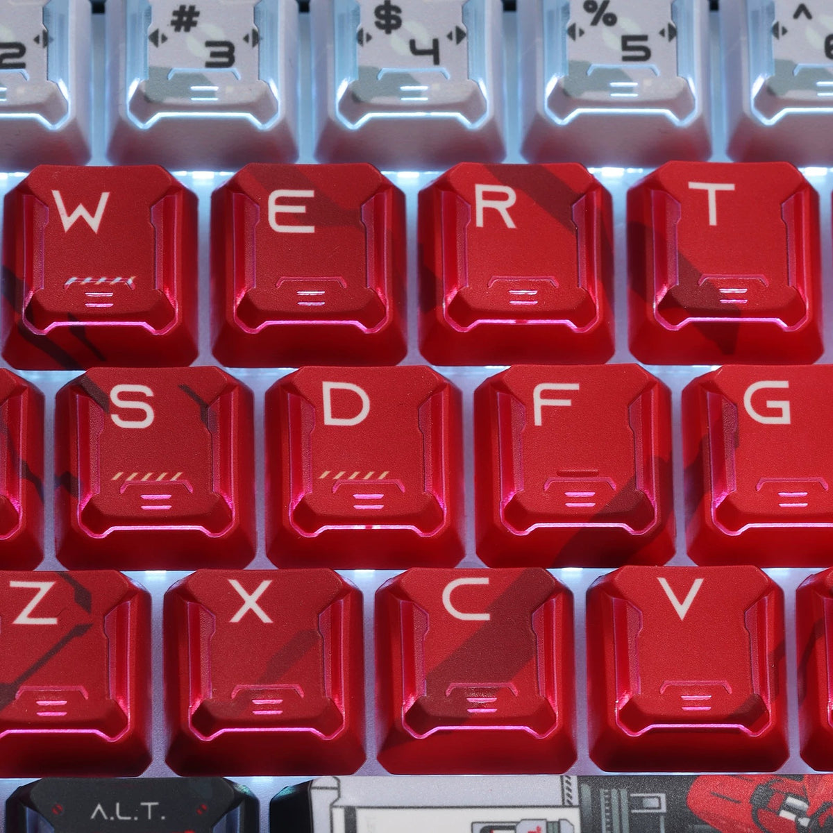 Gundam, SAZABI,MSN-04, There are two versions: opaque and semi transparent personalized keycaps, mechanical keyboard replacement keycap set, anime and game cultural and creative keycaps set,61/64/68/75/84/87/104 Key Mechanical Keyboard Keycap Set